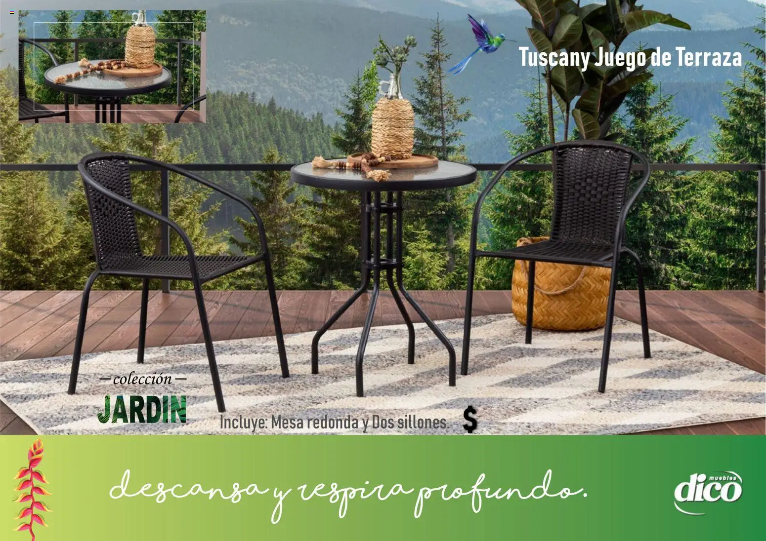 Nuevas ofertas de Muebles Dico válidas en toda la República Mexicana desde el 14.04.2026. ¡Encuentra las mejores ofertas en Muebles Dico catálogo Coleccion Jardin! | Página: 3 | Productos: Juego, Mesa