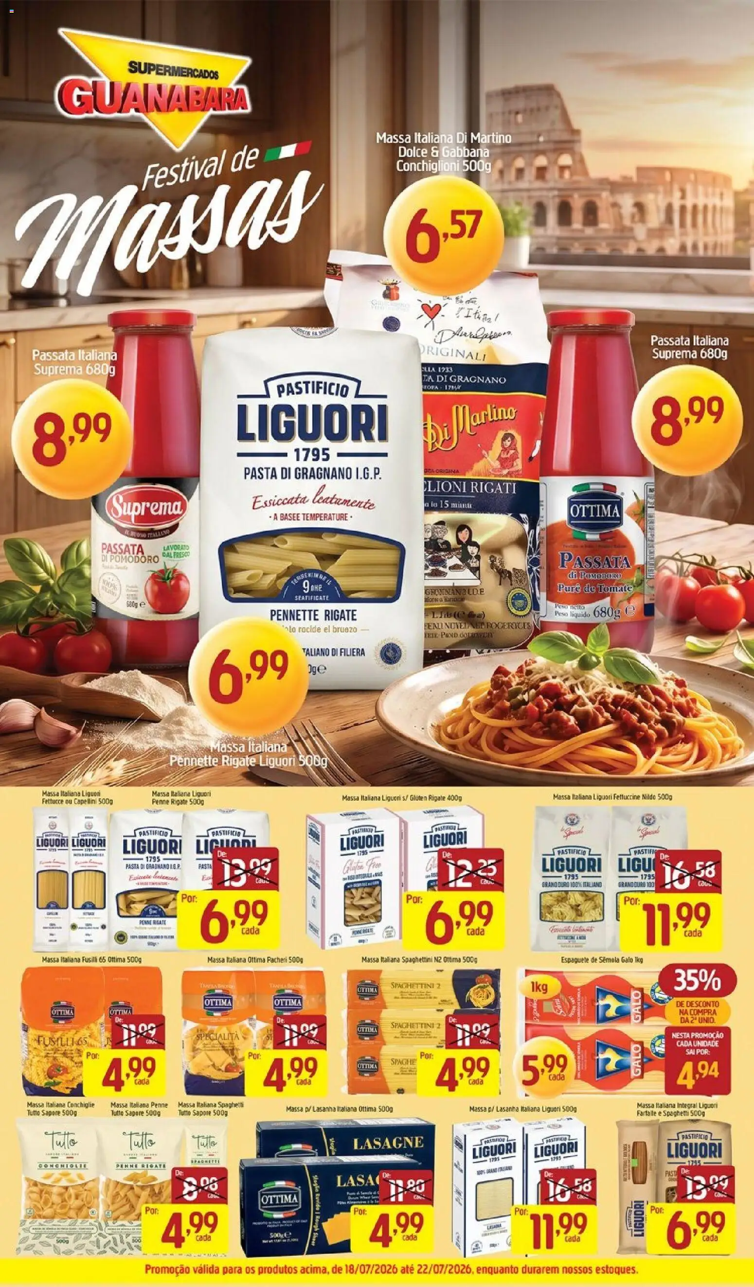 Supermercados Guanabara Folheto - válido de 18/07/2026 | Página: 16 | Produtos: Espaguete, Pasta, Massa, Lasanha