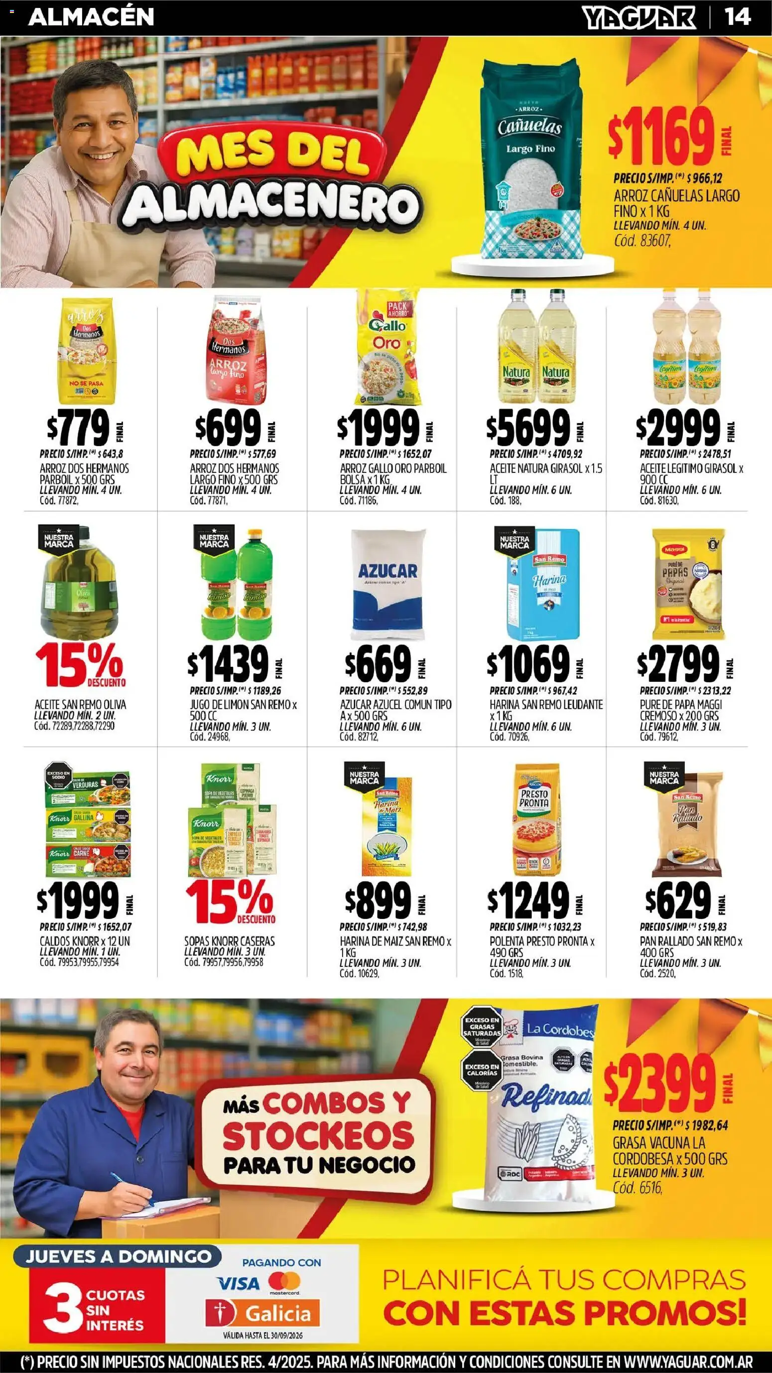 Yaguar - Oferta Semanal General Roca │ válido desde el 31/08/2026 | Página: 14 | Productos: Jugo de limón, Harina, Aceite, Polenta