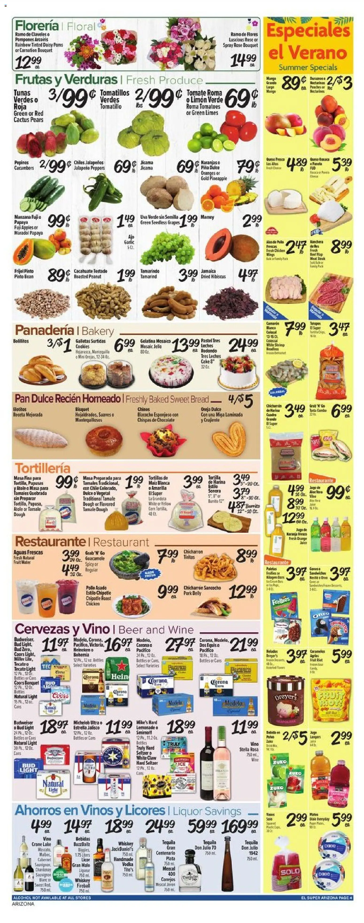 El Super Weekly Ad - AK - valid from 07/29/2026 | Page: 4 | Products: Wine, Pork, Aloe Vera, Whiskey
