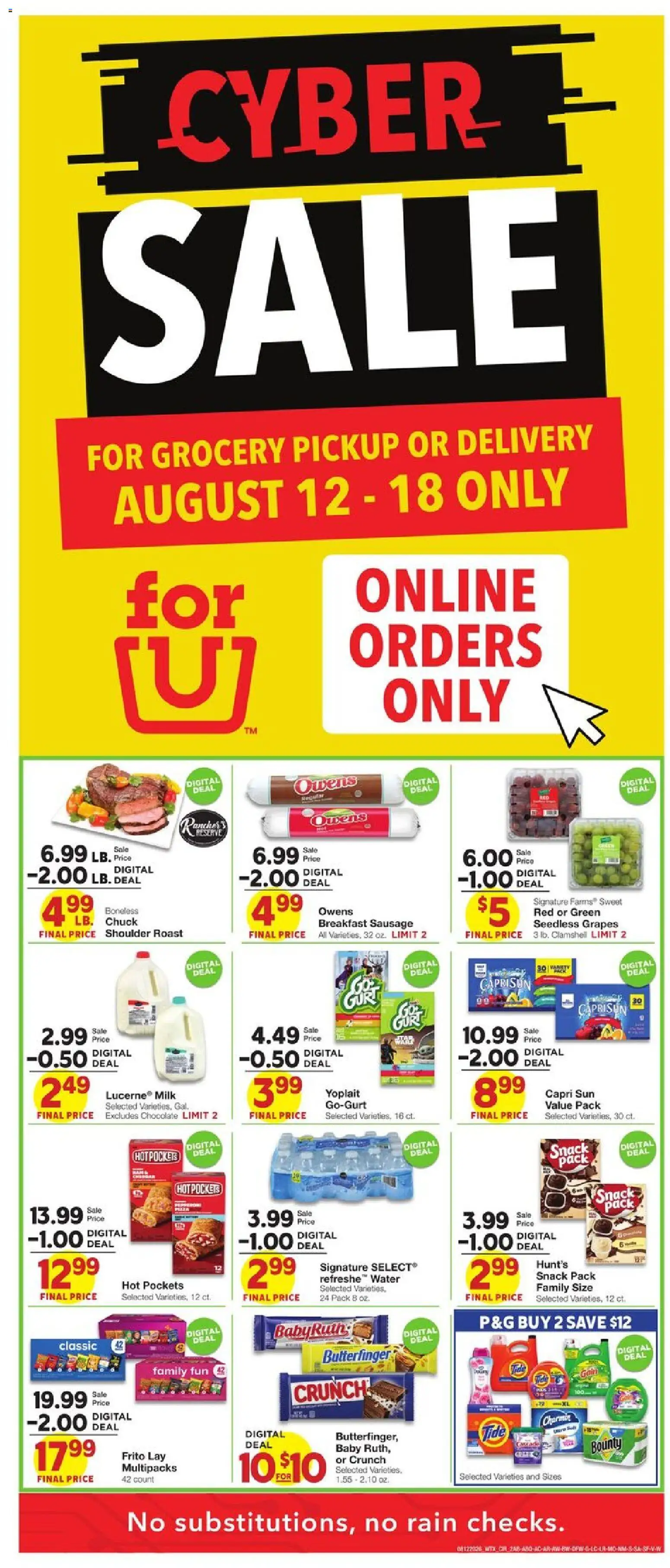 United Supermarkets Weekly Ad - valid from 08/12/2026 | Page: 2 | Products: Milk, Chocolate, Grapes, Seedless grapes