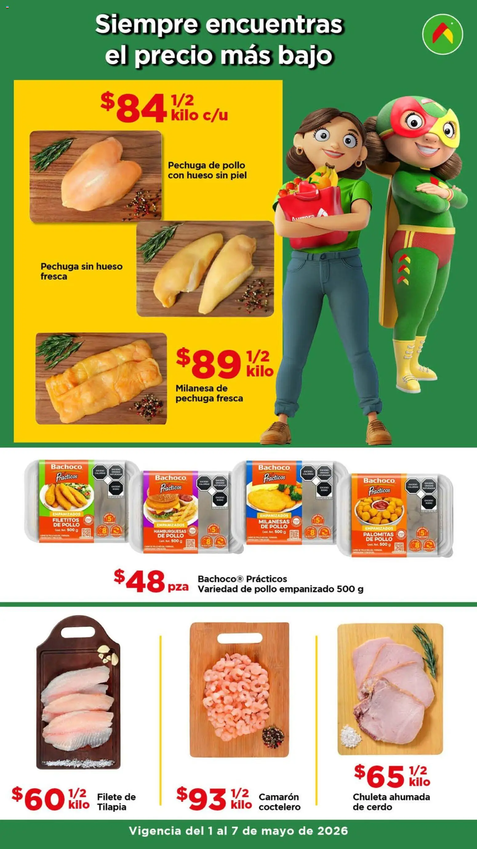 Nuevas ofertas de Bodega Aurrerá válidas en toda la República Mexicana desde el 01.05.2026. ¡Encuentra las mejores ofertas en Bodega Aurrerá folleto Con los precios más bajos siempre! | Página: 2 | Productos: Pollo, Milanesa, Cerdo
