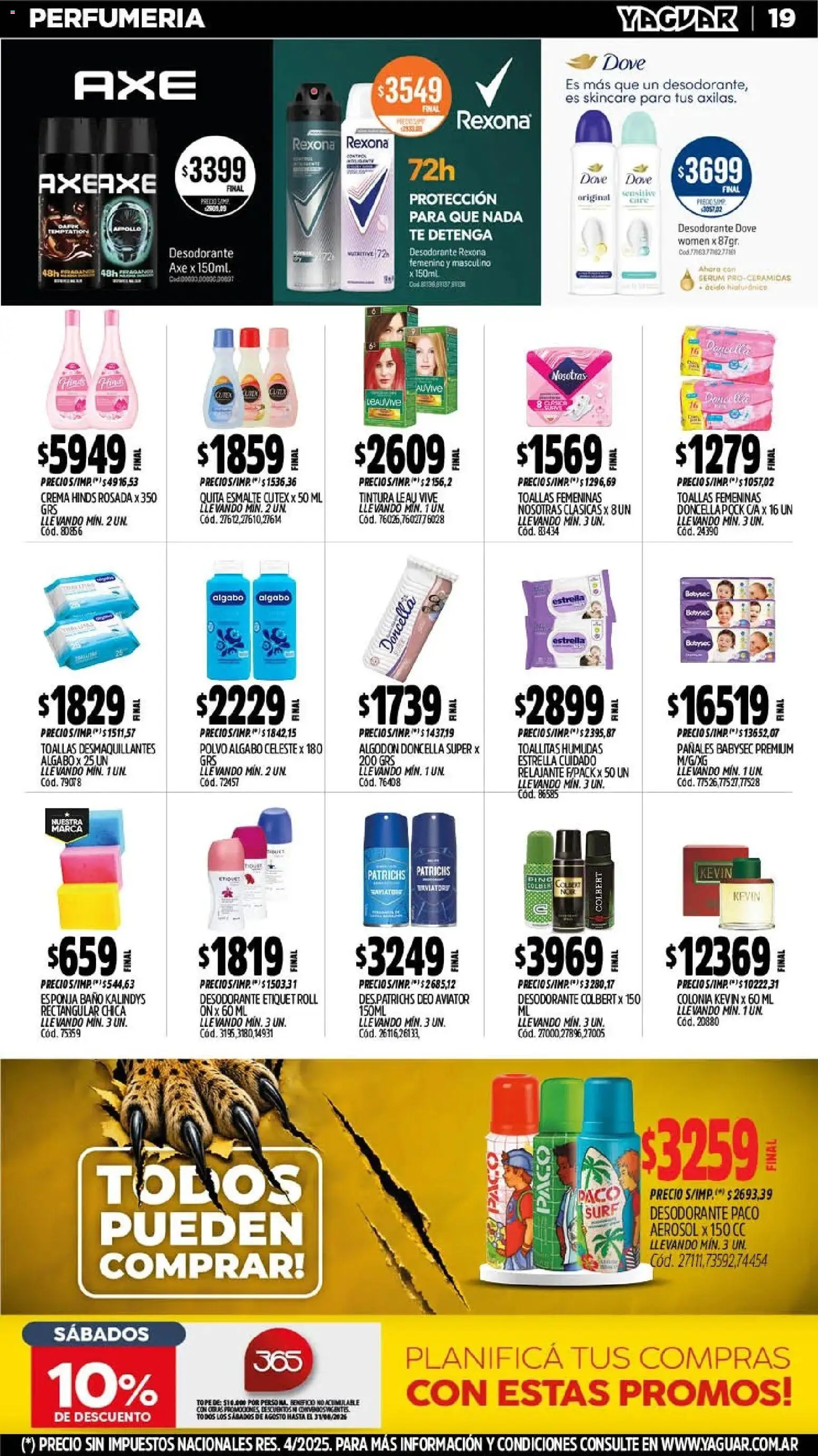Yaguar - Oferta Semanal Misiones │ válido desde el 03/08/2026 | Página: 20 | Productos: Polvo, Desodorante, Pañales, Crema