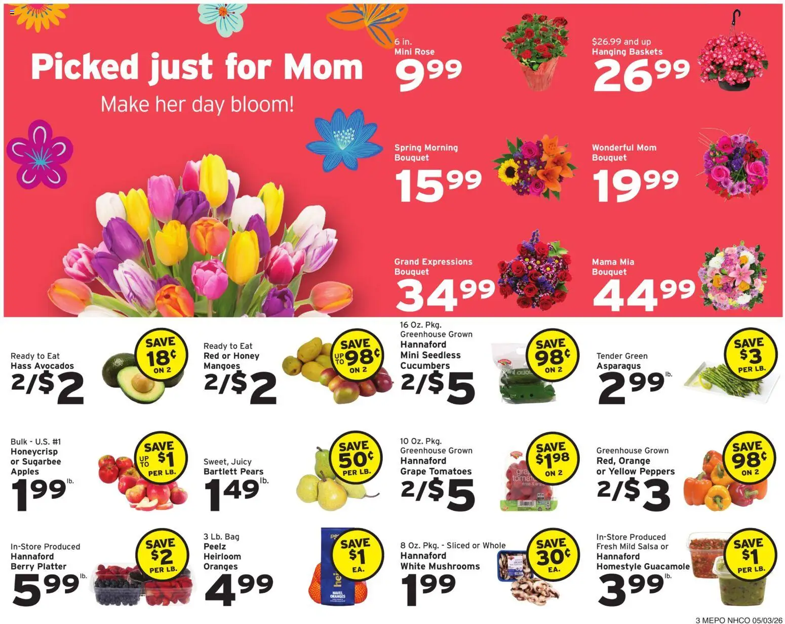 Hannaford Weekly Ad - valid from 03.05.2026 | Page: 3 | Products: Peppers, Apples, Oranges, Cucumbers
