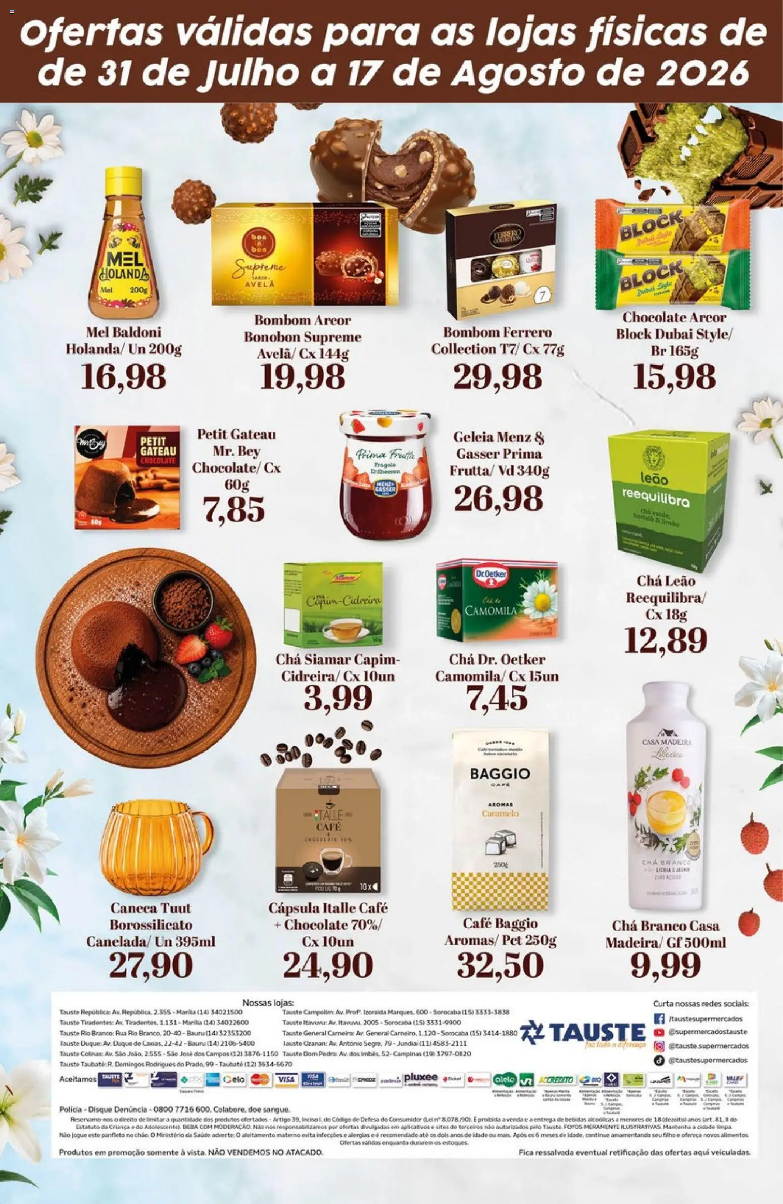Tauste Folheto - válido de 31/07/2026 | Página: 8 | Produtos: Caneca, Chocolate, Mel, Avelã