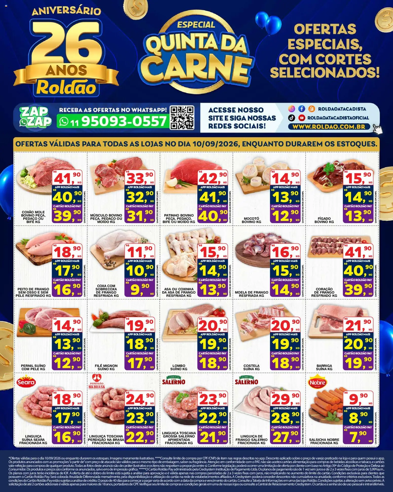 Roldão Folheto - válido de 10/09/2026 | Página: 1 | Produtos: Salsicha, Lombo, Carne, Peito de frango