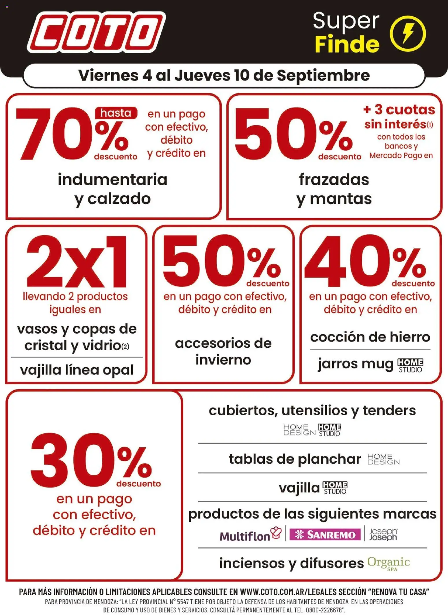 Coto - Renova Clases │ válido desde el 04/09/2026 | Página: 1 | Productos: Planchar, Vajilla, Vasos