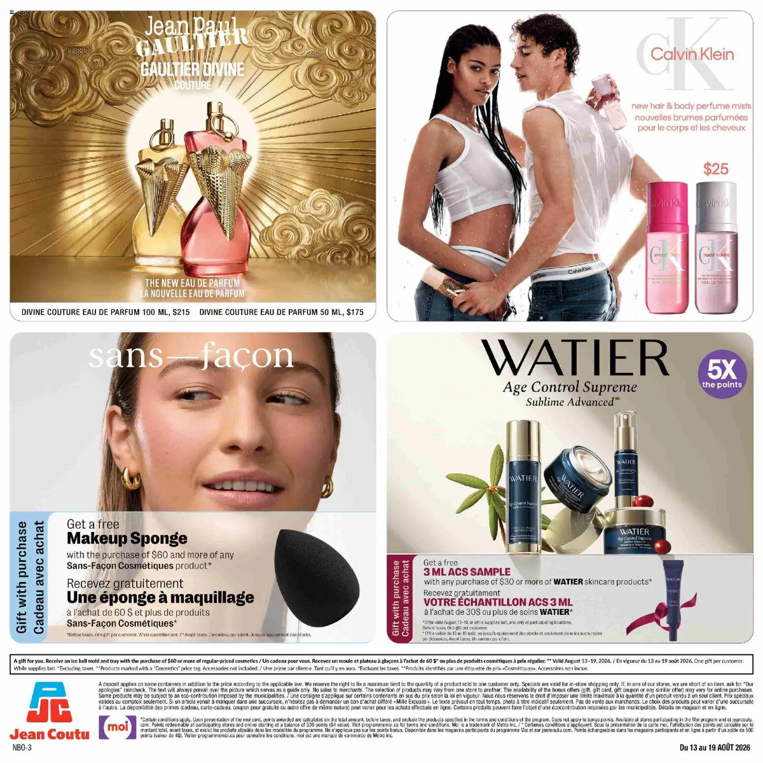 Jean Coutu flyer valid from Aug 13, 2026 | Page: 3 | Products: Perfume, Sponge, Ice
