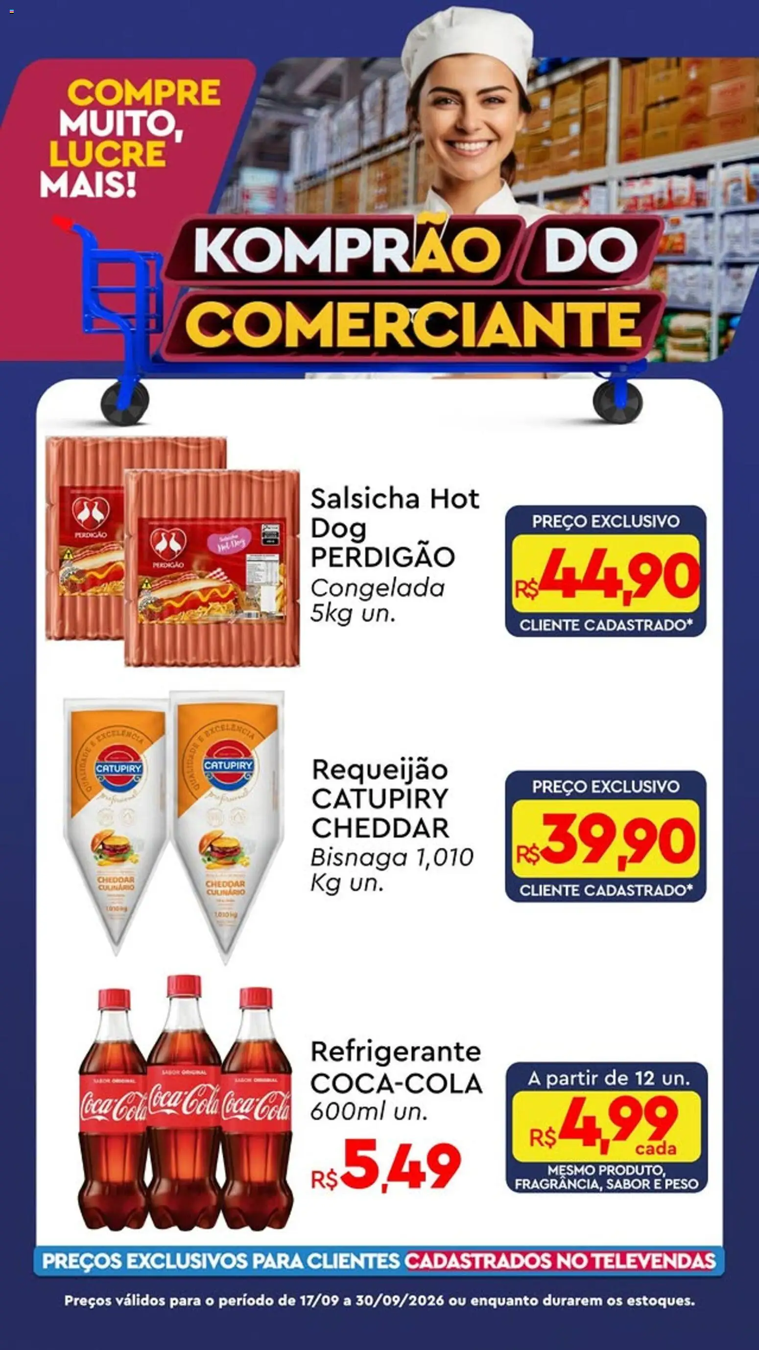 Komprao Atacadista Folheto - válido de 17/09/2026 | Página: 3 | Produtos: Cola, Cheddar, Catupiry, Requeijão