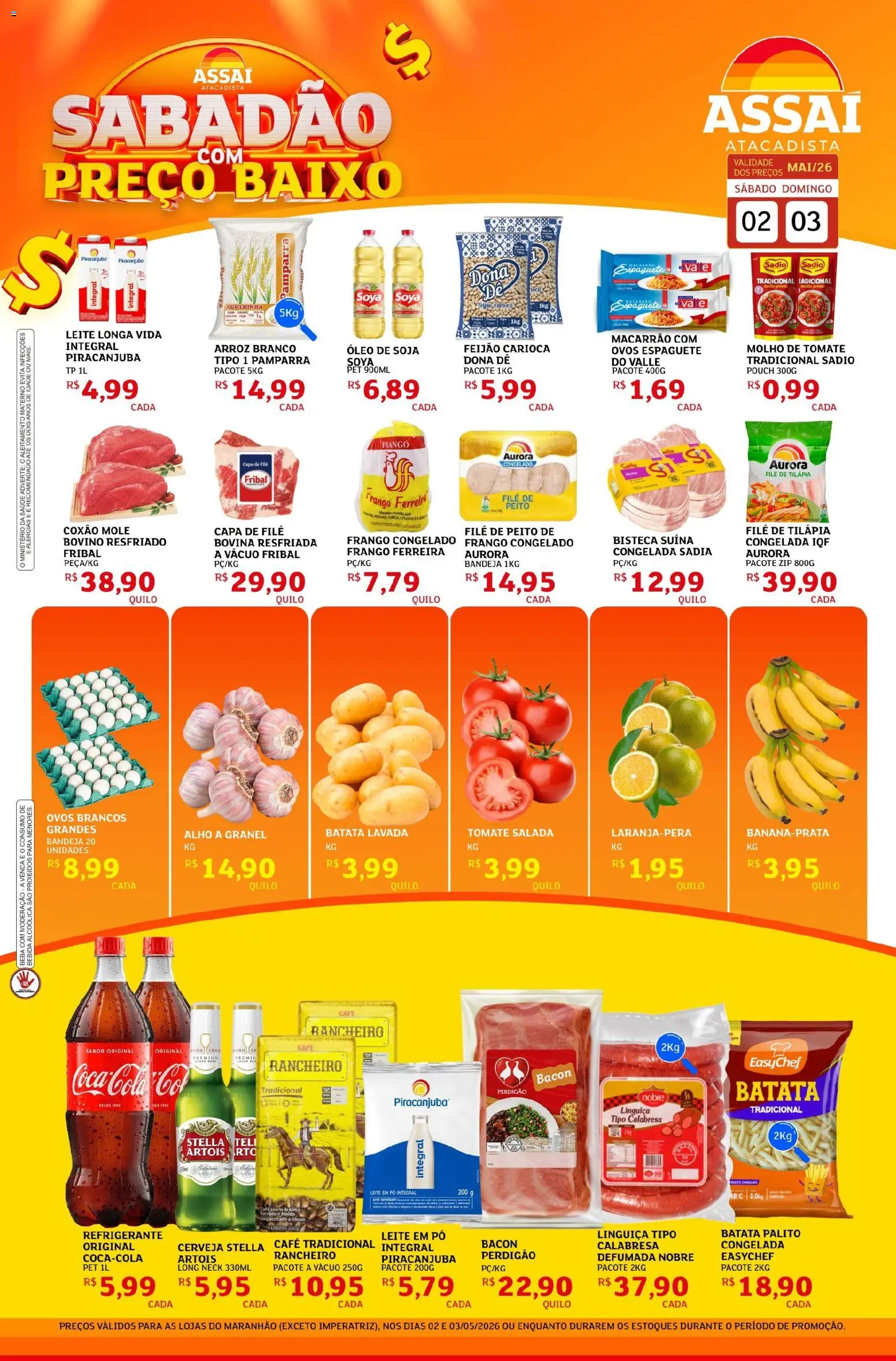 Assaí Atacadista Folheto - válido de 02.05.2026 | Página: 1 | Produtos: Linguiça, Ovos, Óleo, Baixo