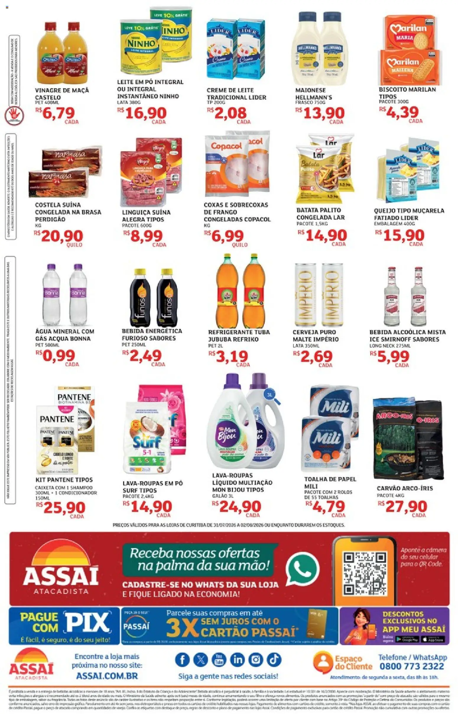 Assaí Atacadista Folheto - válido de 31/07/2026 | Página: 2 | Produtos: Celular, Água mineral, Batata, Frango