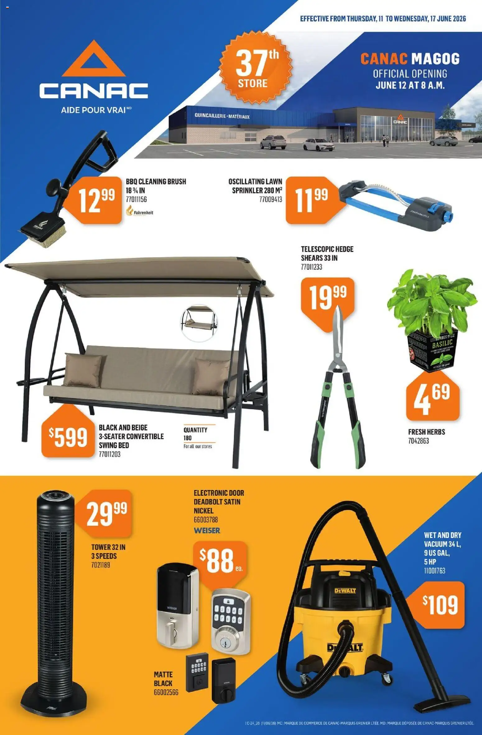 Canac flyer valid from 11.06.2026 | Page: 1 | Products: Brush, Bed