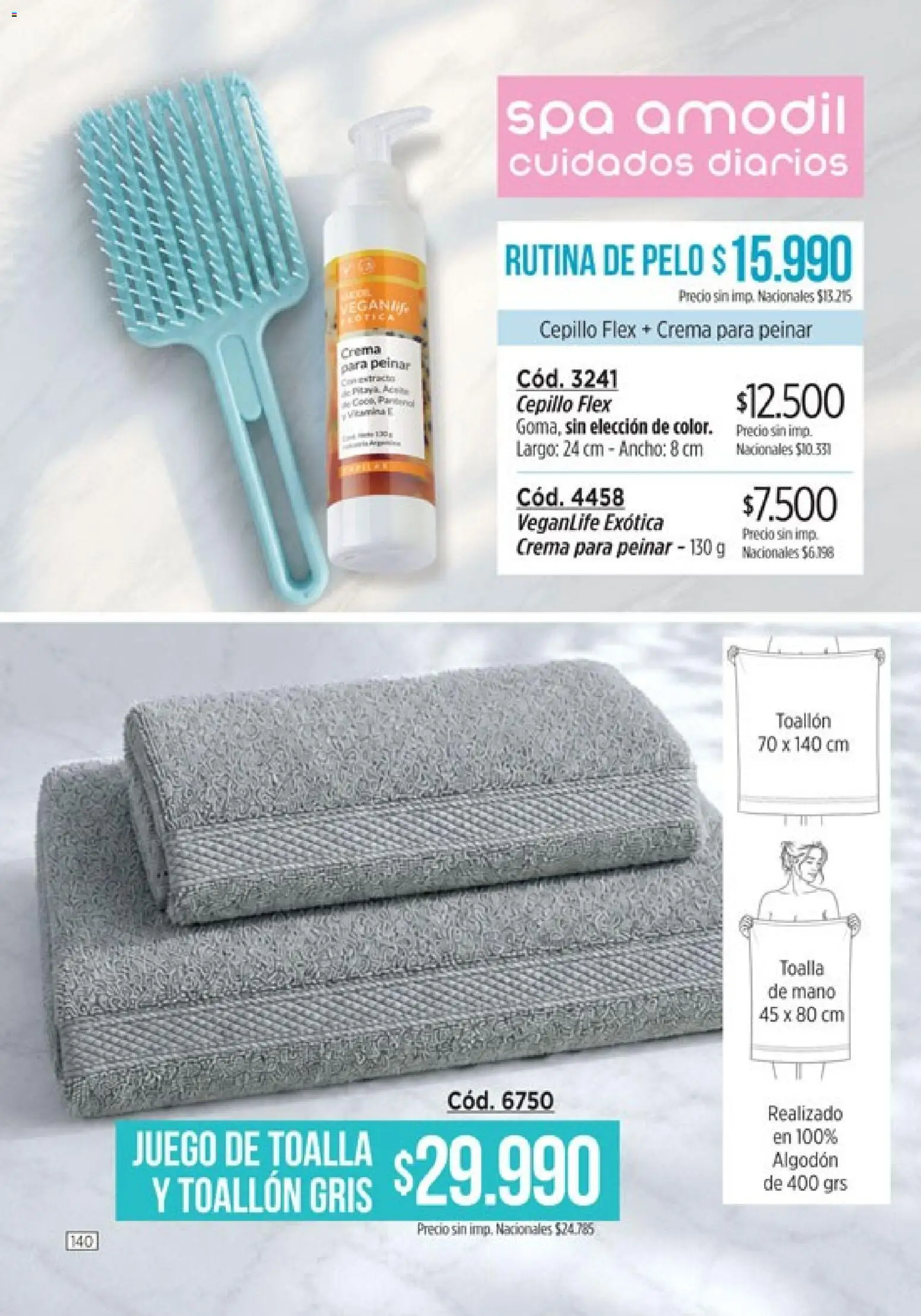 Catálogo Amodil Campaña 14 │ válido desde el 07/08/2026 | Página: 140 | Productos: Toalla, Algodón, Diarios, Cepillo