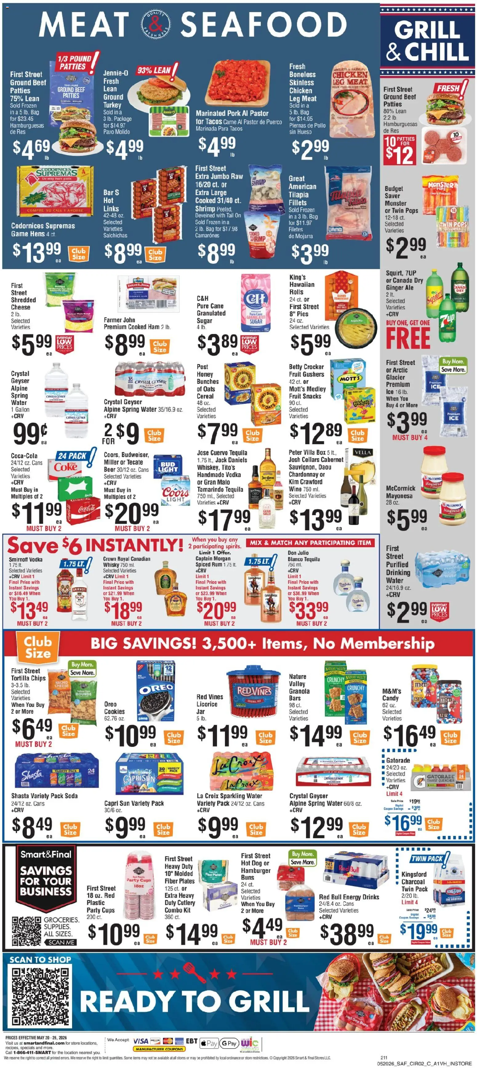 Smart & Final Weekly Ad - valid from 20.05.2026 | Page: 3 | Products: Ham, Chips, Bag, Grill