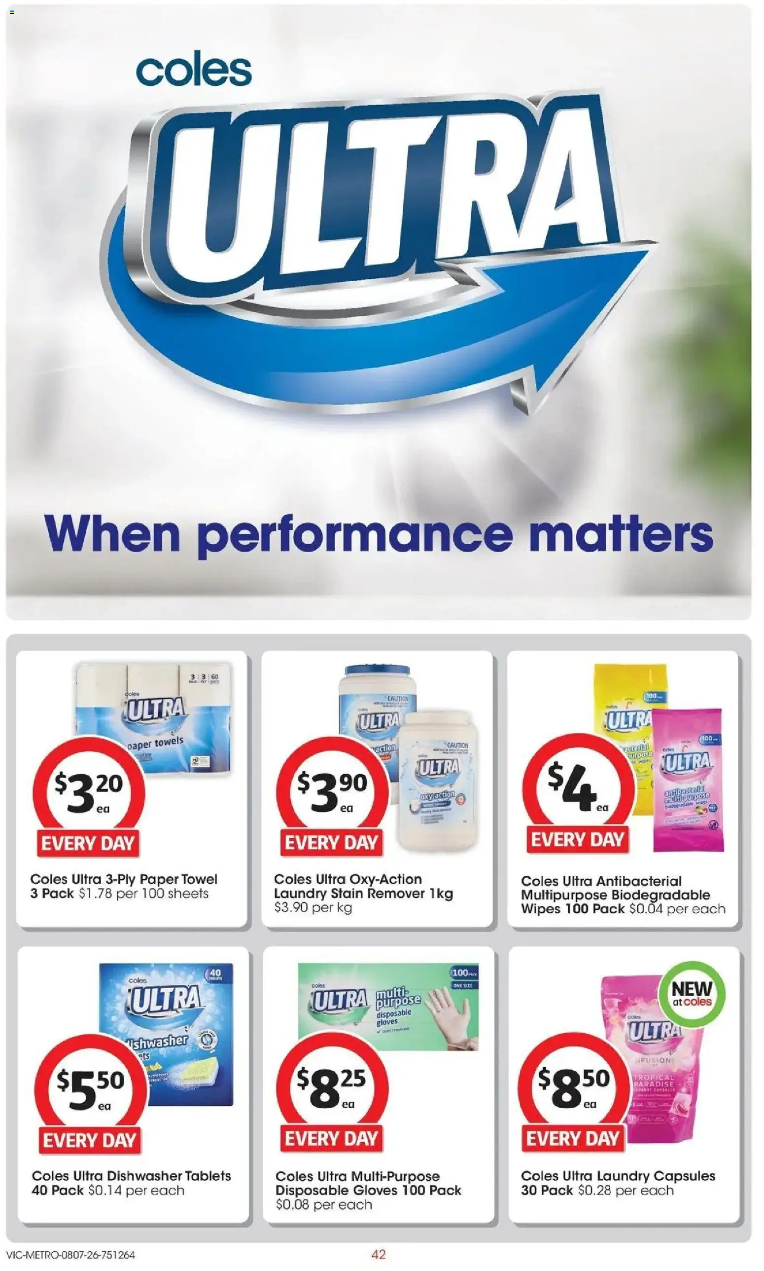 Coles catalogue - valid from 07/07/2026 | Page: 42 | Products: Stain remover, Gloves, Multipurpose, Dishwasher
