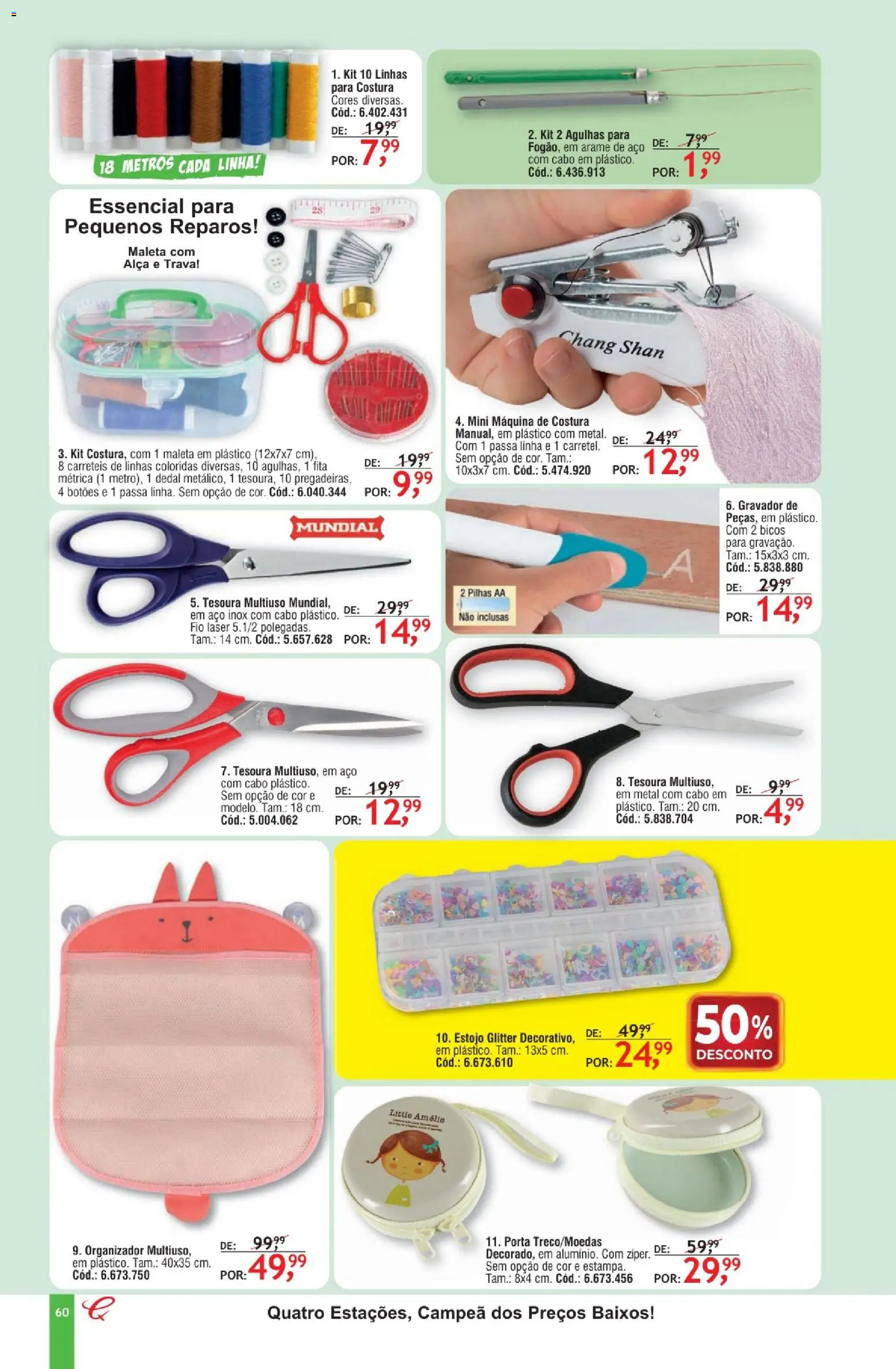 Quatro Estações Folheto - válido de 01/08/2026 | Página: 60 | Produtos: Máquina de costura, Organizador, Fita, Cabo