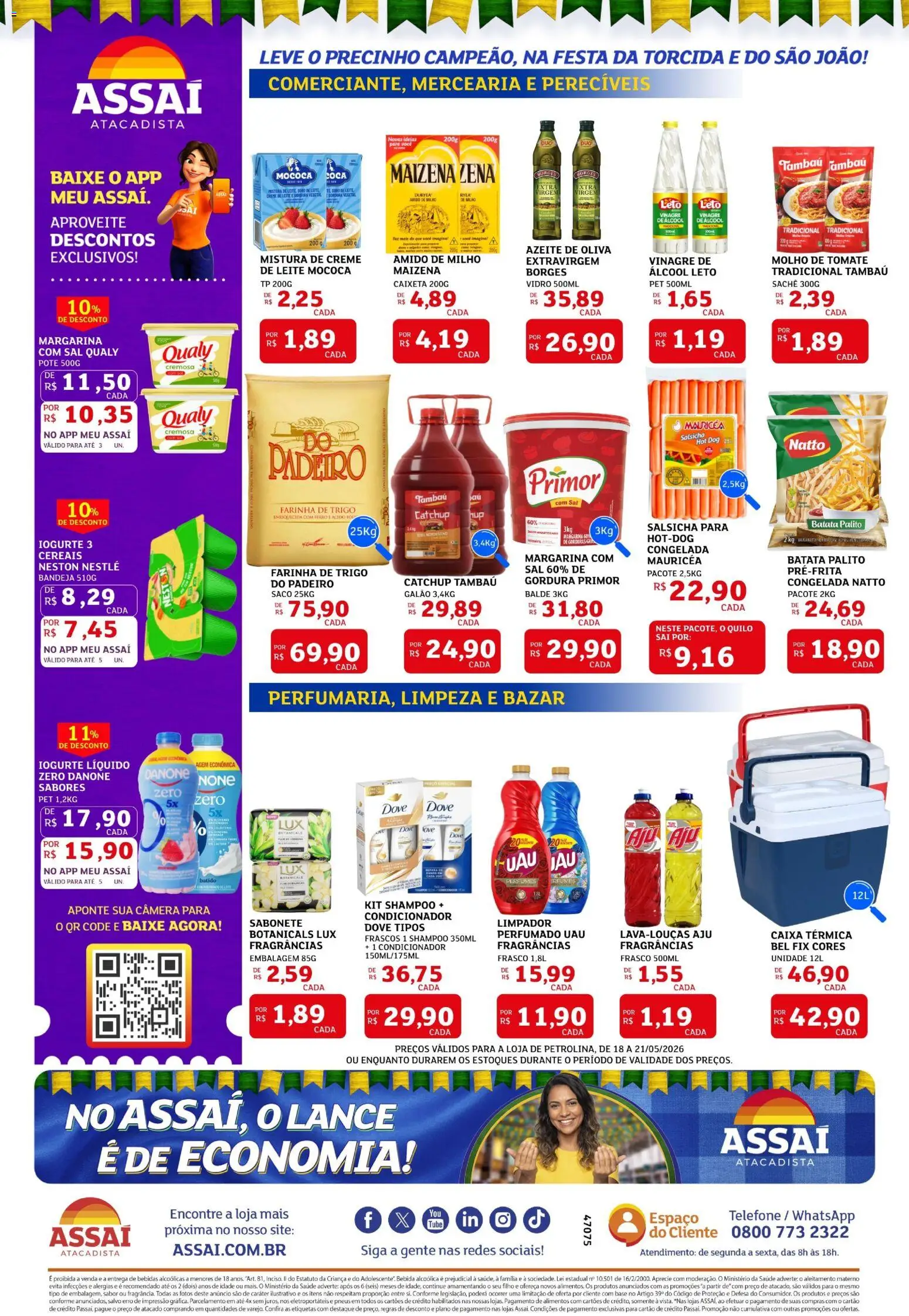 Assaí Atacadista Folheto - válido de 18.05.2026 | Página: 2 | Produtos: Salsicha, Caixa, Leite, Pneus