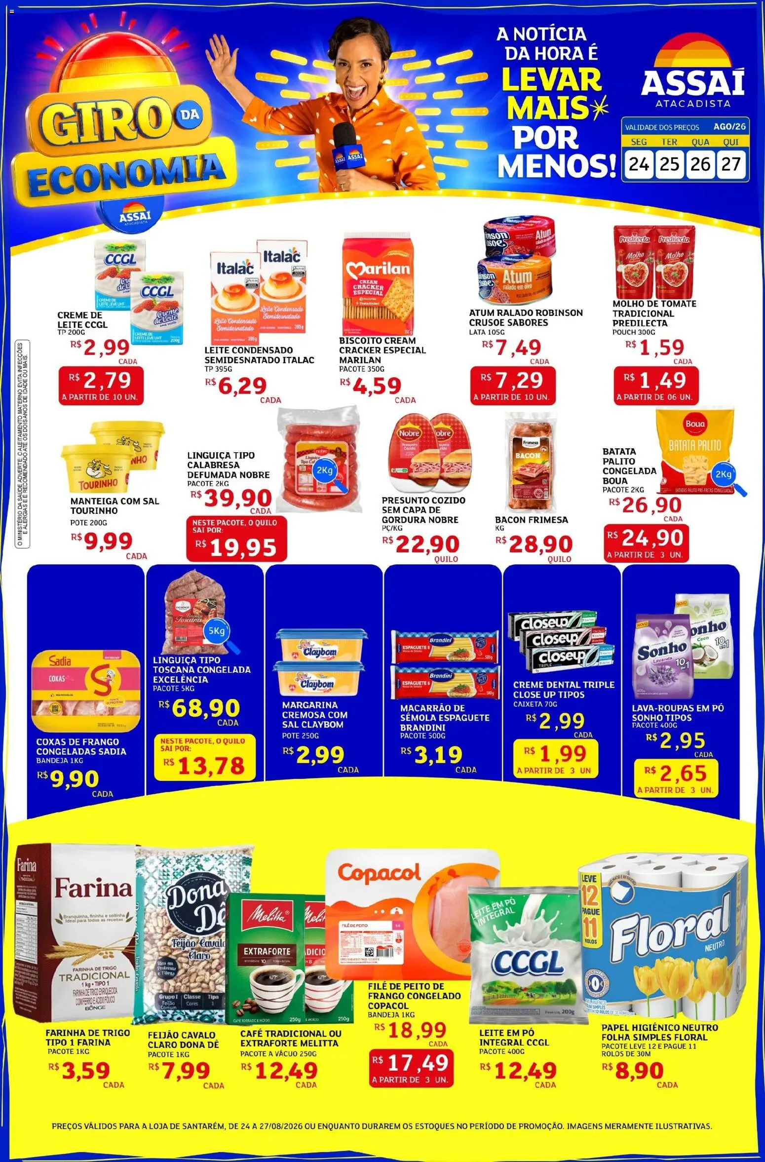 Assaí Atacadista Folheto - válido de 24/08/2026 | Página: 1 | Produtos: Biscoito, Manteiga, Macarrão, Margarina
