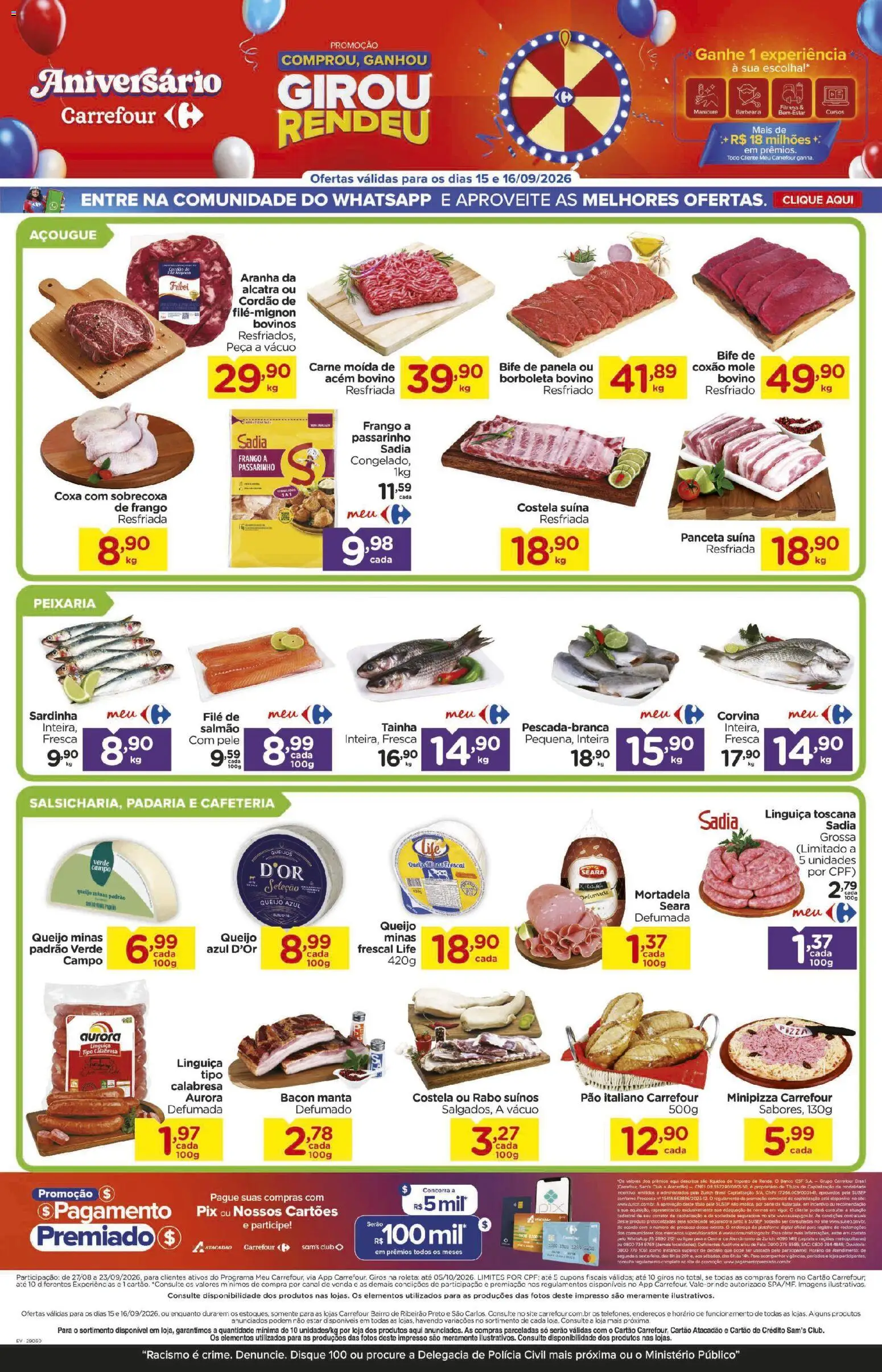 Carrefour Bairro Folheto - válido de 15/09/2026 | Página: 2 | Produtos: Salmão, Panela, Bacon, Carne moída