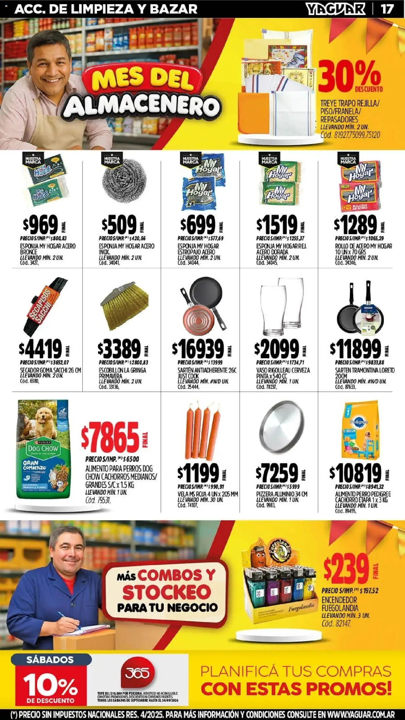 Yaguar - Oferta Semanal Neuquen │ válido desde el 28/09/2026 | Página: 17 | Productos: Pizzera, Escobillon, Cerveza, Alimento para perros