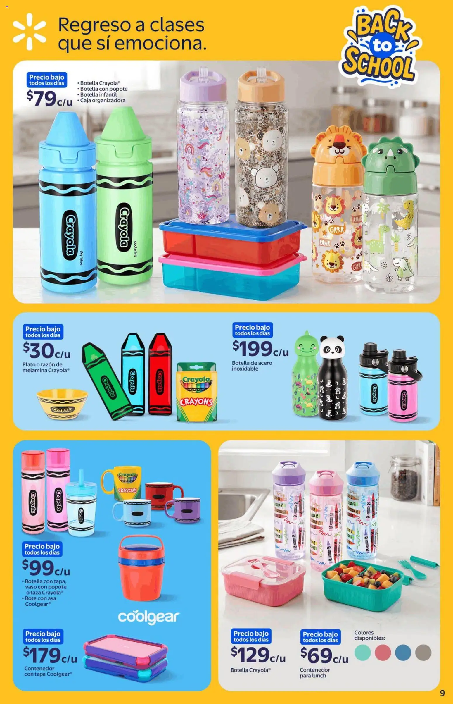 Nuevas ofertas de Walmart válidas en toda la República Mexicana desde el 13/08/2026. ¡Encuentra las mejores ofertas en Walmart folleto Back to School! | Página: 9 | Productos: Taza, Contenedor, Botella, Caja