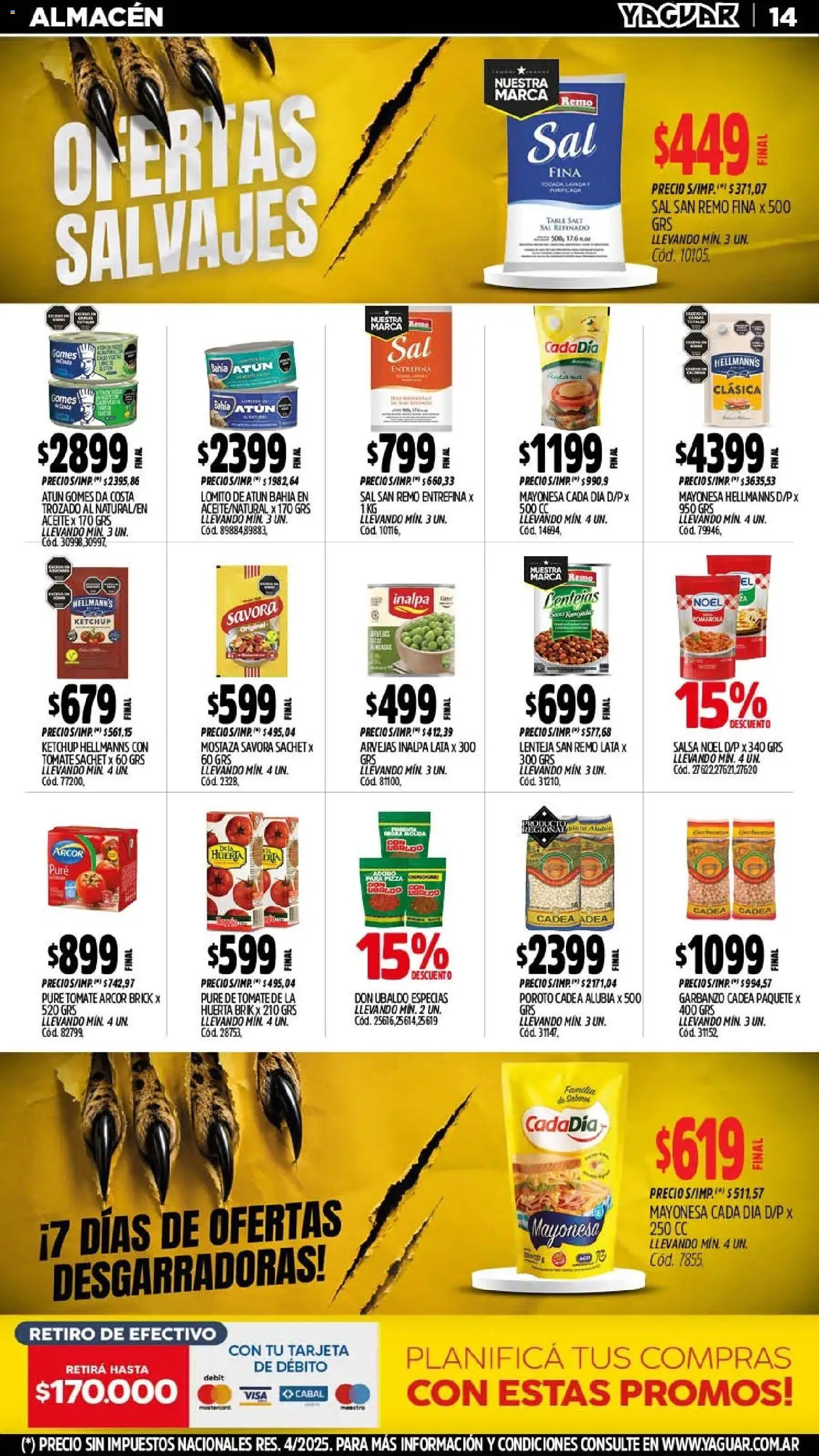 Yaguar - Oferta Semanal Neuquen │ válido desde el 10/08/2026 | Página: 15 | Productos: Aceite, Mostaza, Atún, Puré