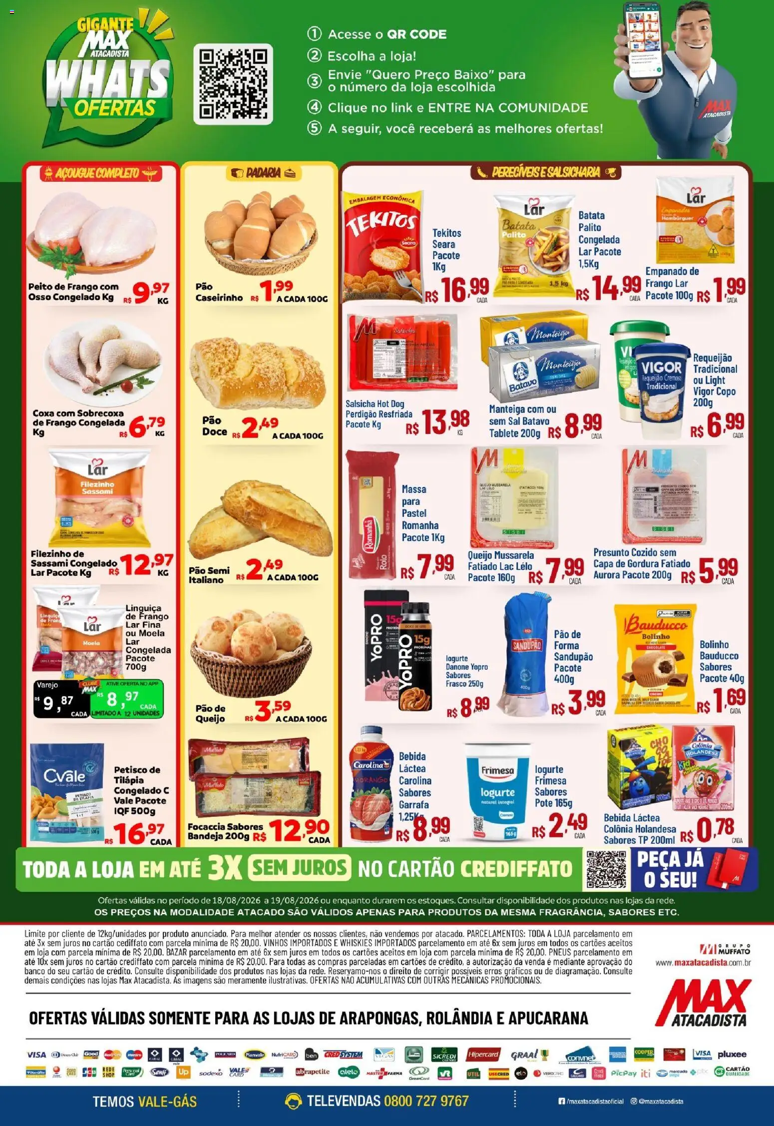 Max Atacadista Folheto - válido de 18/08/2026 | Página: 2 | Produtos: Presunto, Pneus, Bandeja, Peito de frango