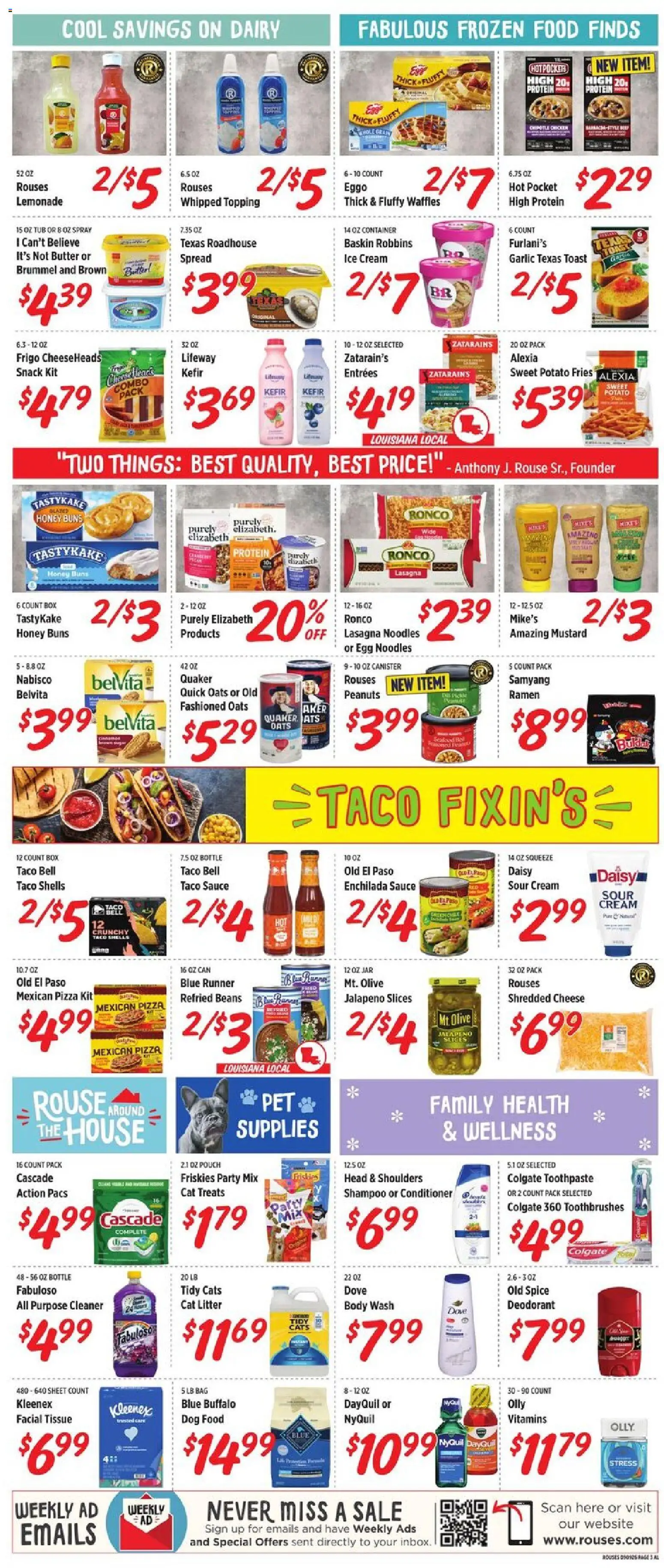 Rouses Weekly Ad - valid from 09/09/2026 | Page: 6 | Products: Butter, Head & Shoulders, Pizza, Sauce