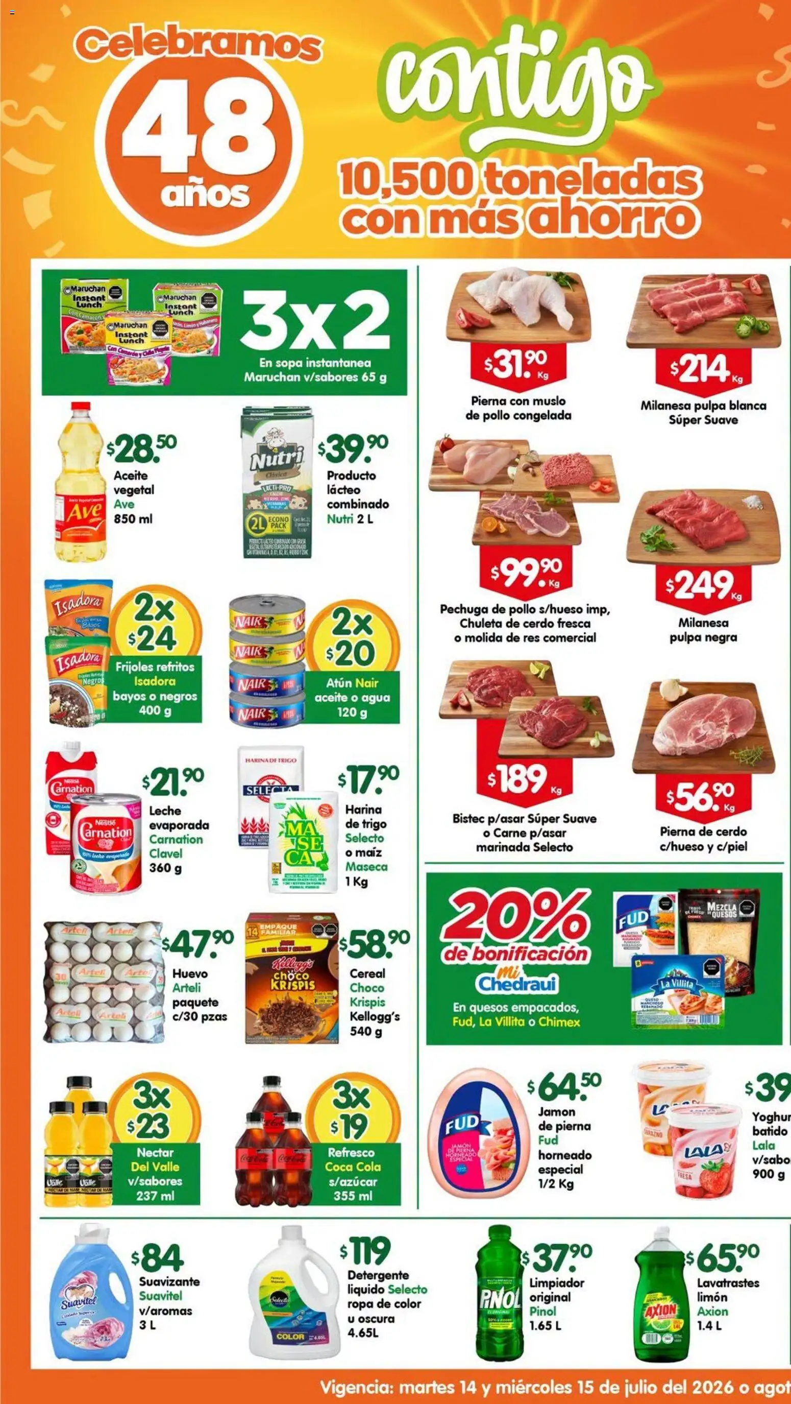Nuevas ofertas de Arteli válidas en toda la República Mexicana desde el 14/07/2026. ¡Encuentra las mejores ofertas en Arteli folleto Valles! | Página: 1 | Productos: Cerdo, Res, Suavizante, Ropa
