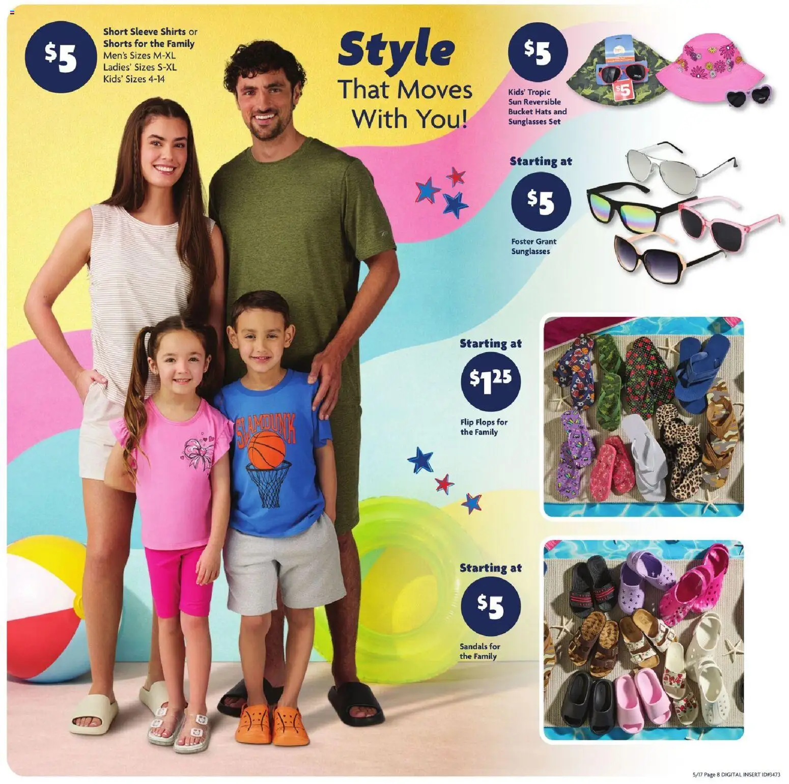 Family Dollar Current Ad - TX - valid from 17.05.2026 | Page: 9 | Products: Shorts, Sandals, Flops