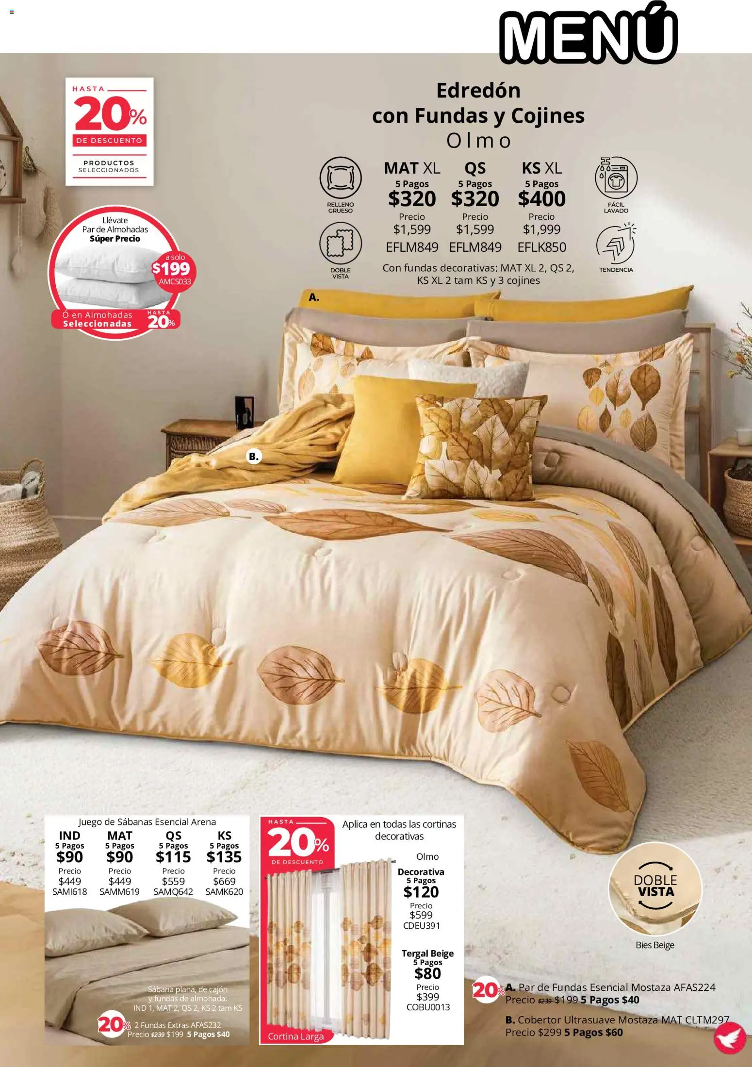 Nuevas ofertas de Colchas Concord válidas en toda la República Mexicana desde el 01/08/2026. ¡Encuentra las mejores ofertas en Colchas Concord catálogo! | Página: 20 | Productos: Mostaza, Juego, Almohada, Cortinas