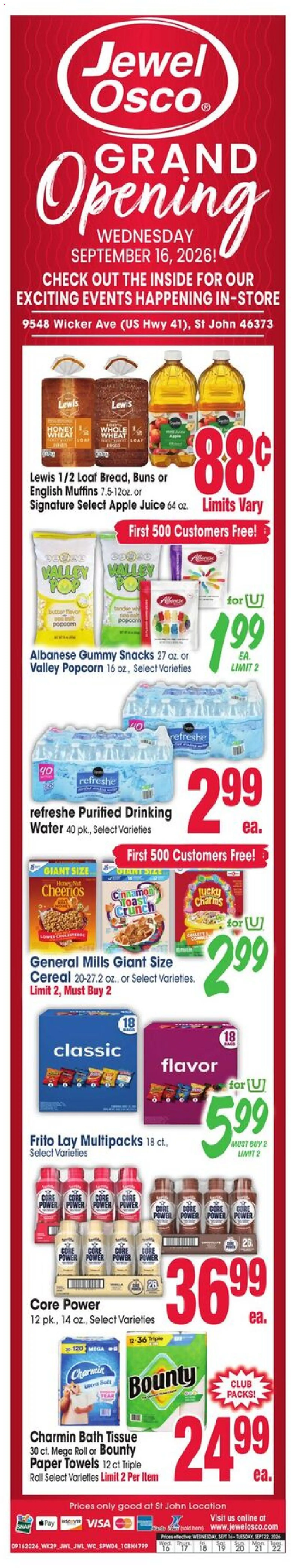 Jewel Osco Weekly Ad - IN - valid from 09/16/2026 | Page: 3 | Products: Apple juice, Wc, Juice, Snacks