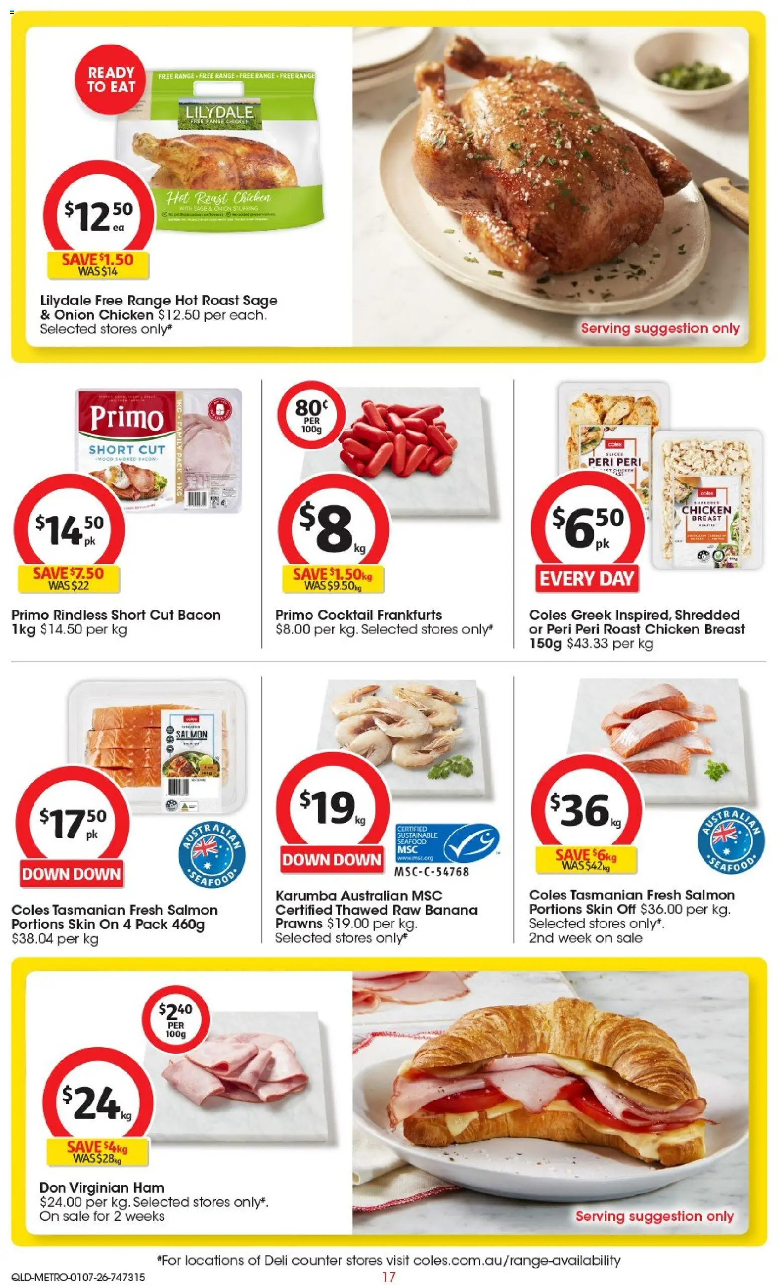 Coles catalogue - valid from 01/07/2026 | Page: 17 | Products: Bacon, Salmon, Sustainable, Seafood