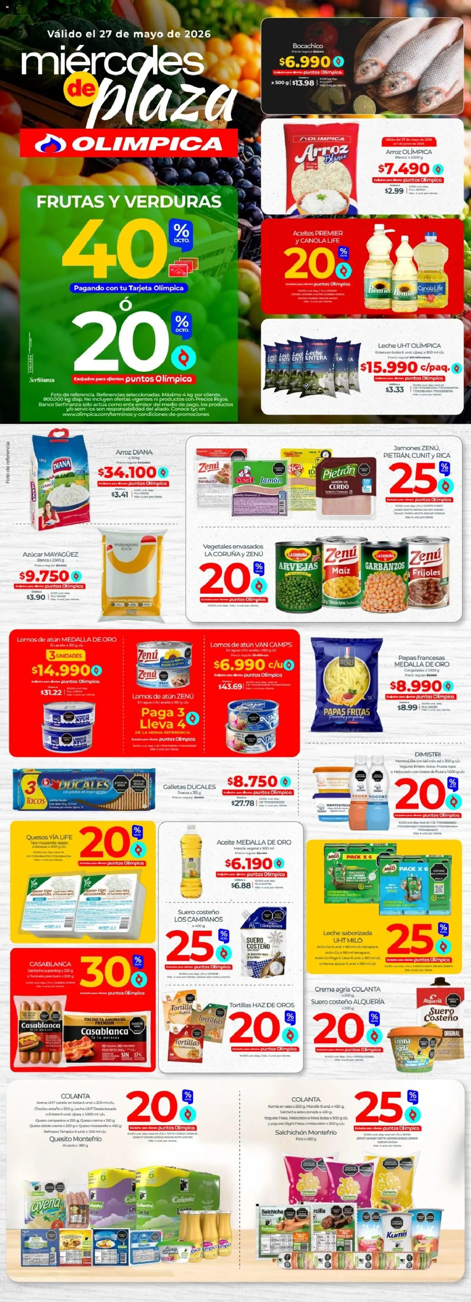 Olímpica revista - valida desde el 27.05.2026 | Página: 1 | Productos: Agua, Papas fritas, Galletas, Horno de pan
