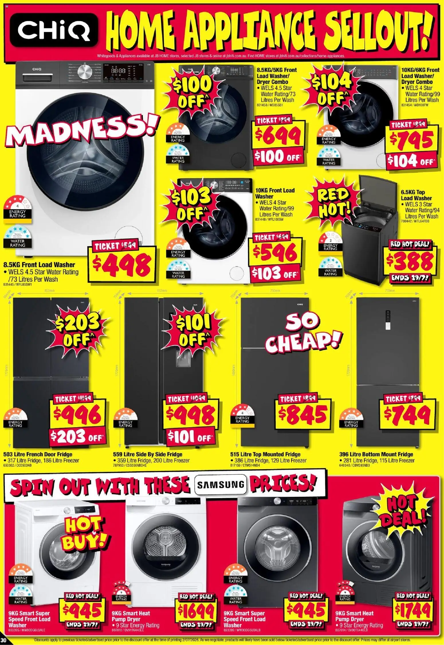 JB Hi-Fi catalogue - valid from 16/07/2026 | Page: 30 | Products: Door, Appliance, Freezer, Washer
