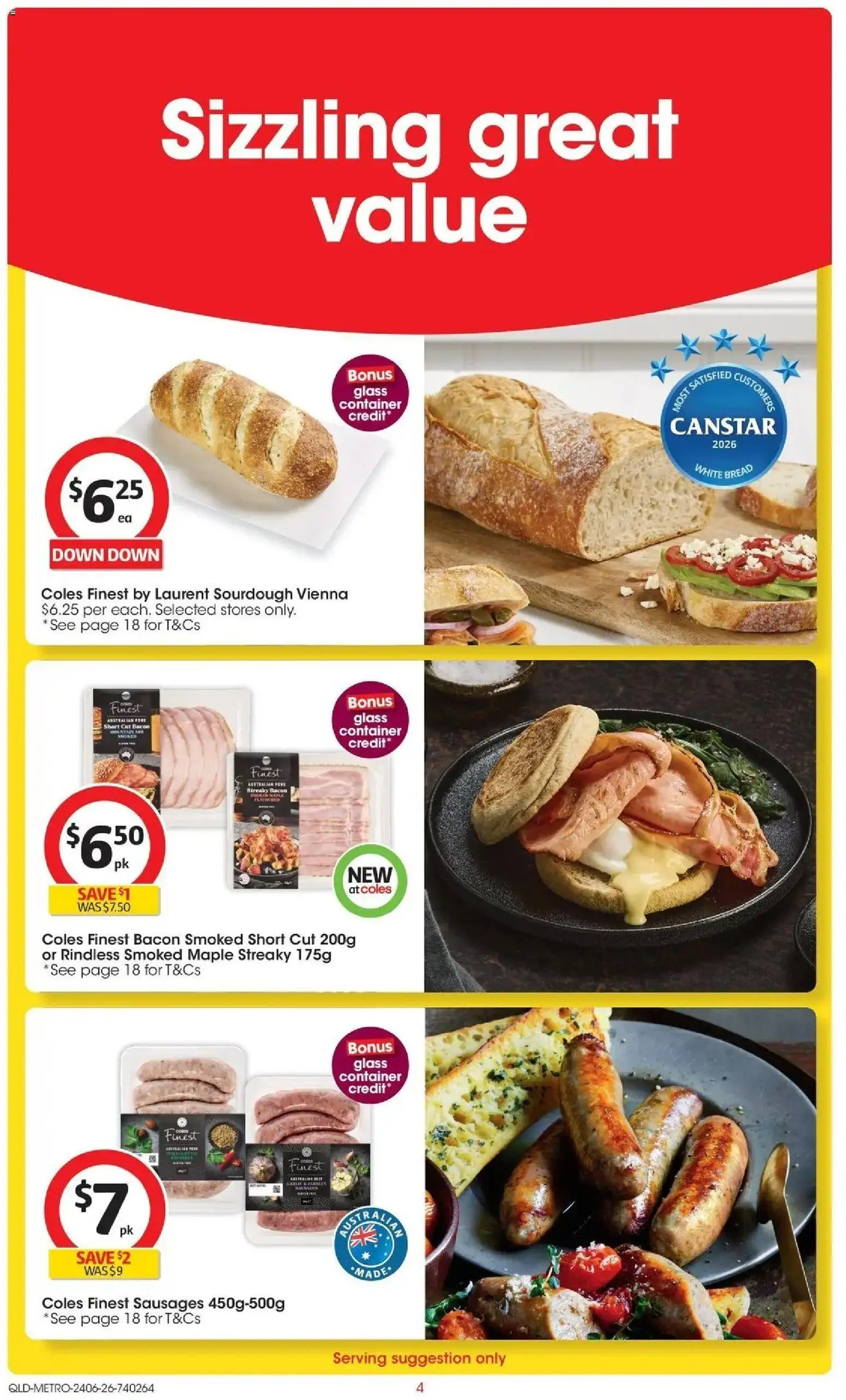 Coles catalogue - valid from 23/06/2026 | Page: 4 | Products: Bacon, Bread, Beef