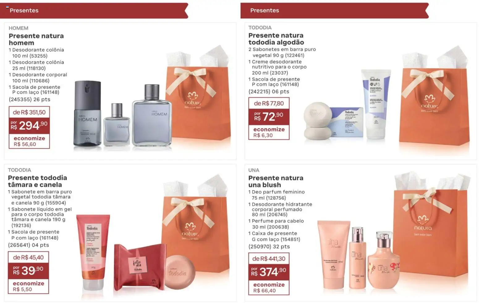 Natura Folheto - válido de 10/08/2026 | Página: 260 | Produtos: Blush, Creme, Algodão, Canela