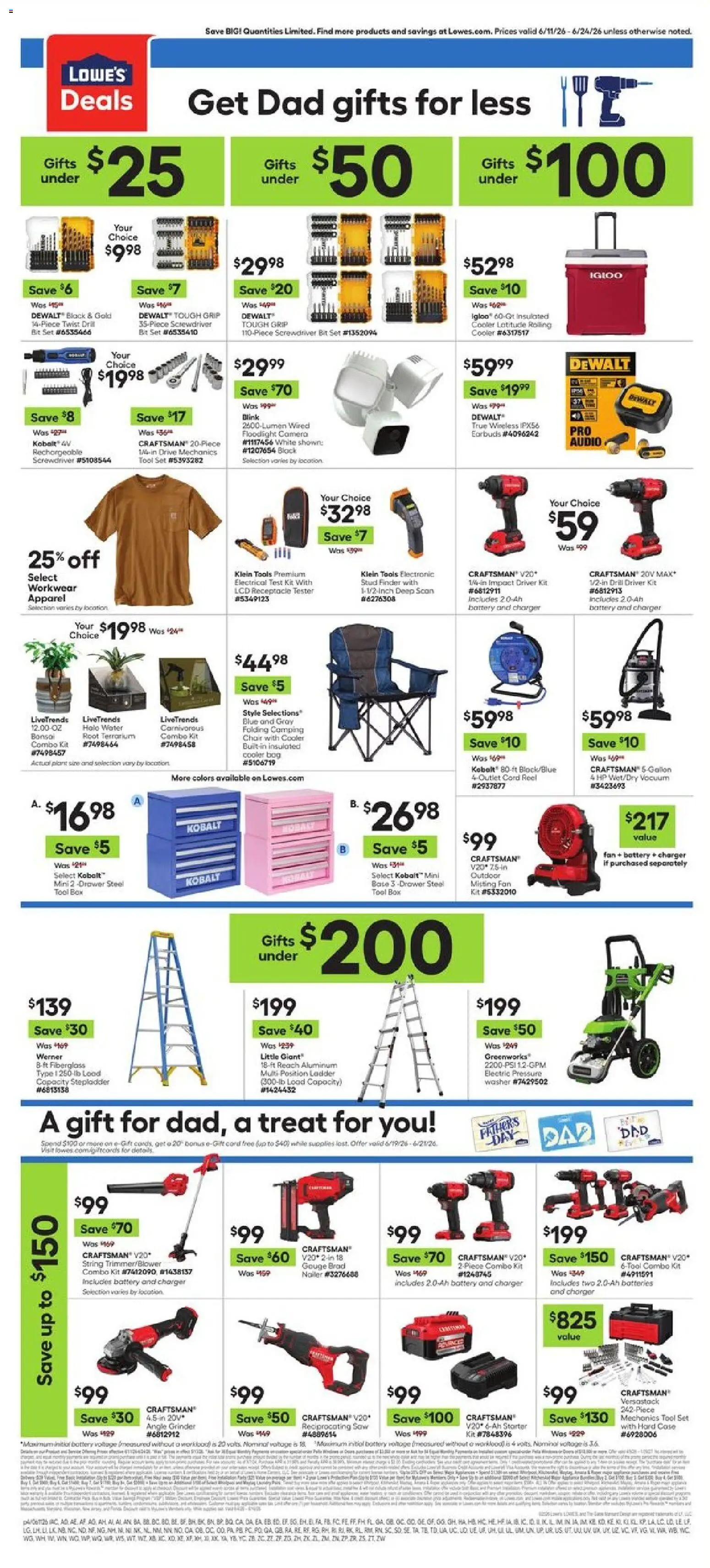 Lowe's Weekly Ad - valid from 11.06.2026 | Page: 6 | Products: Workwear, Box, Angle Grinder, Washer