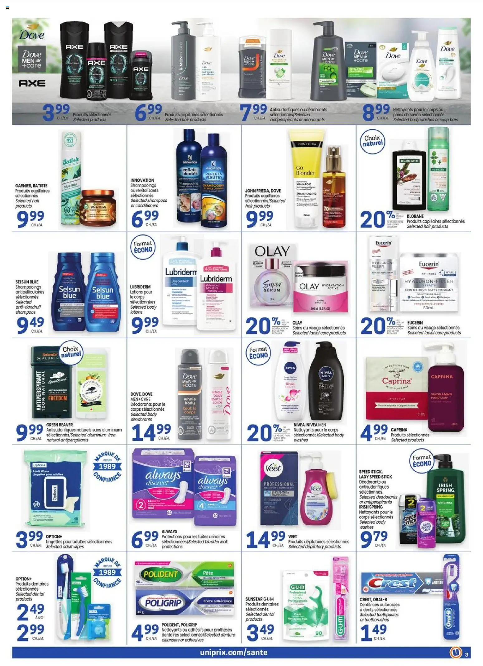 Uniprix flyer valid from Jun 25, 2026 | Page: 3 | Products: Shampoo, Soap, Antiperspirant