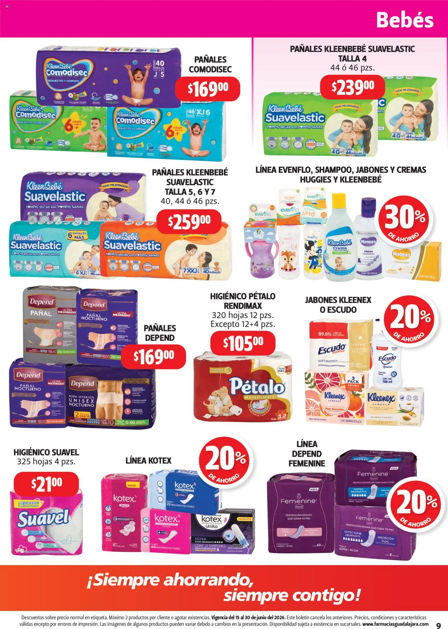 Nuevas ofertas de Farmacia Guadalajara válidas en toda la República Mexicana desde el 15.06.2026. ¡Encuentra las mejores ofertas en Farmacia Guadalajara catálogo! | Página: 9 | Productos: Tampones, Ropa interior, Sobre, Jabón