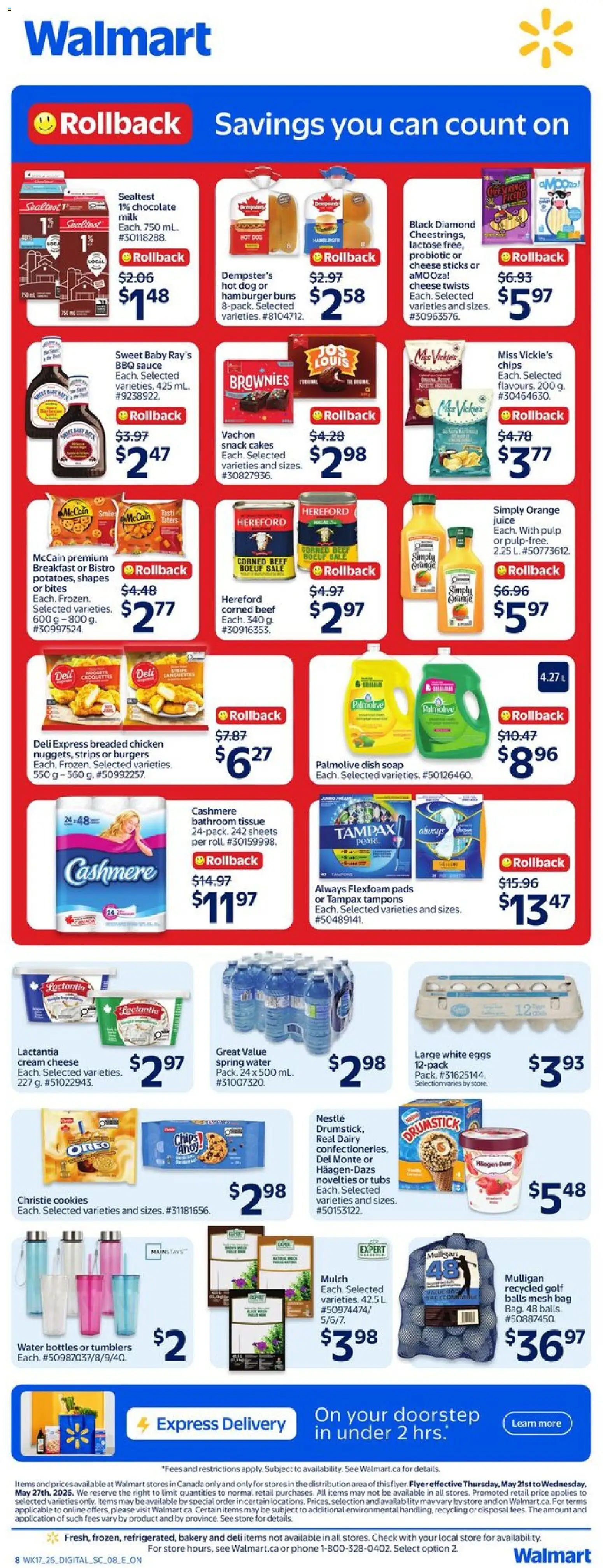 Walmart flyer valid from 21.05.2026 | Page: 2 | Products: Chips, Cream, Soap, Juice