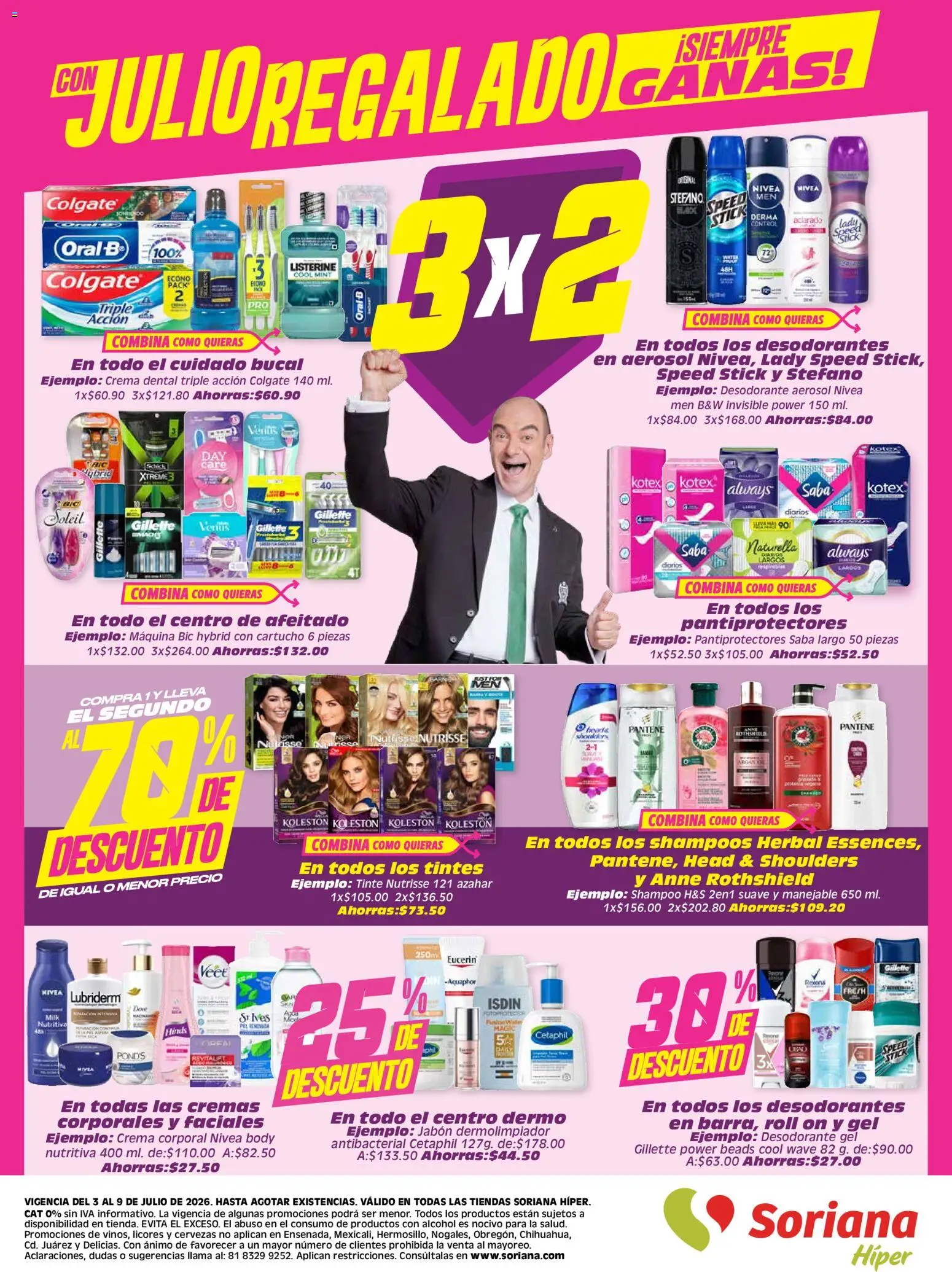 Nuevas ofertas de Soriana válidas en toda la República Mexicana desde el 03/07/2026. ¡Encuentra las mejores ofertas en Soriana folleto! | Página: 8 | Productos: Desodorante, Crema, Body, Crema corporal