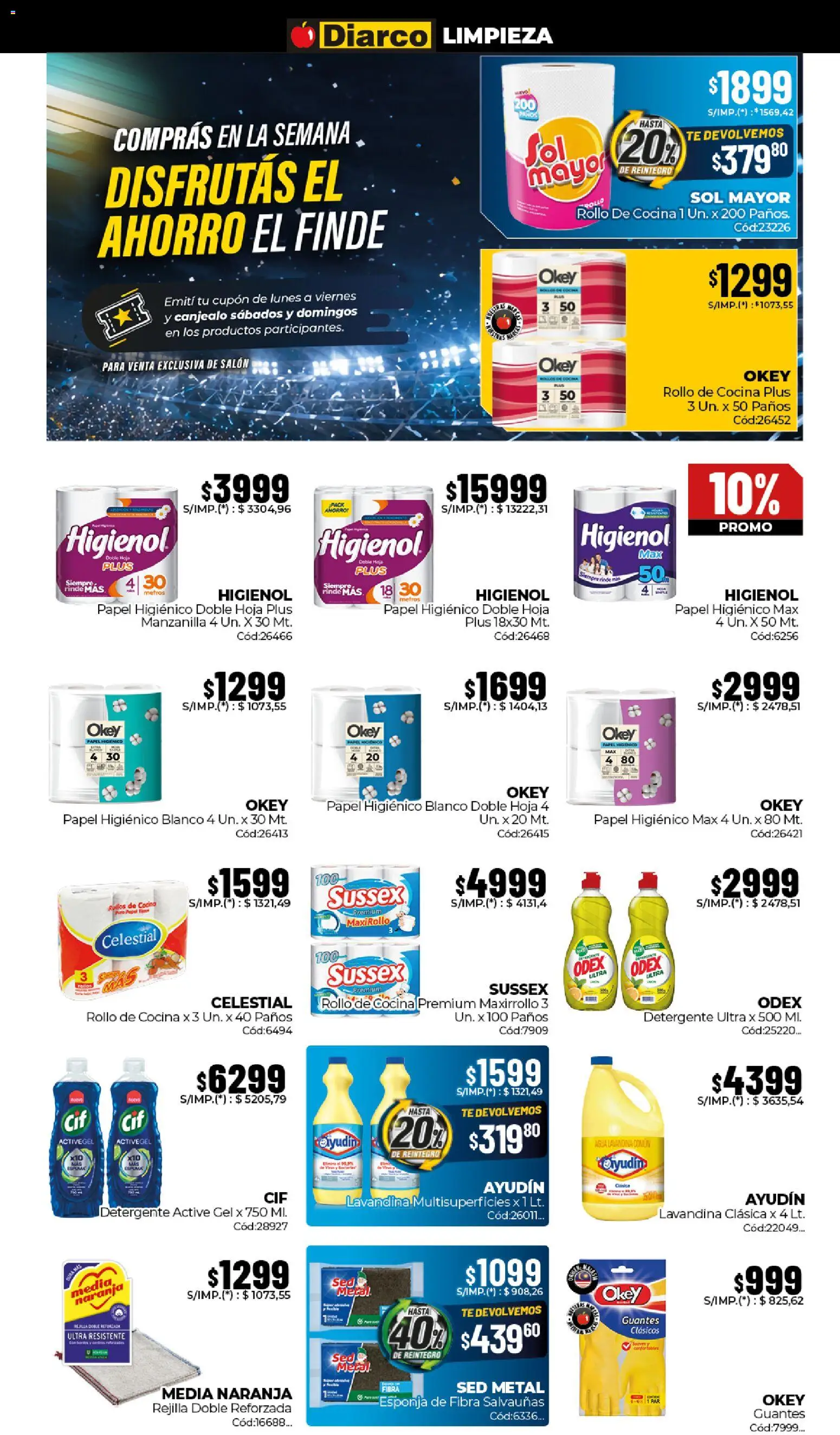 Diarco ofertas │ válido desde el 01.06.2026 | Página: 15 | Productos: Papel higiénico, Rejilla, Agua, Esponja