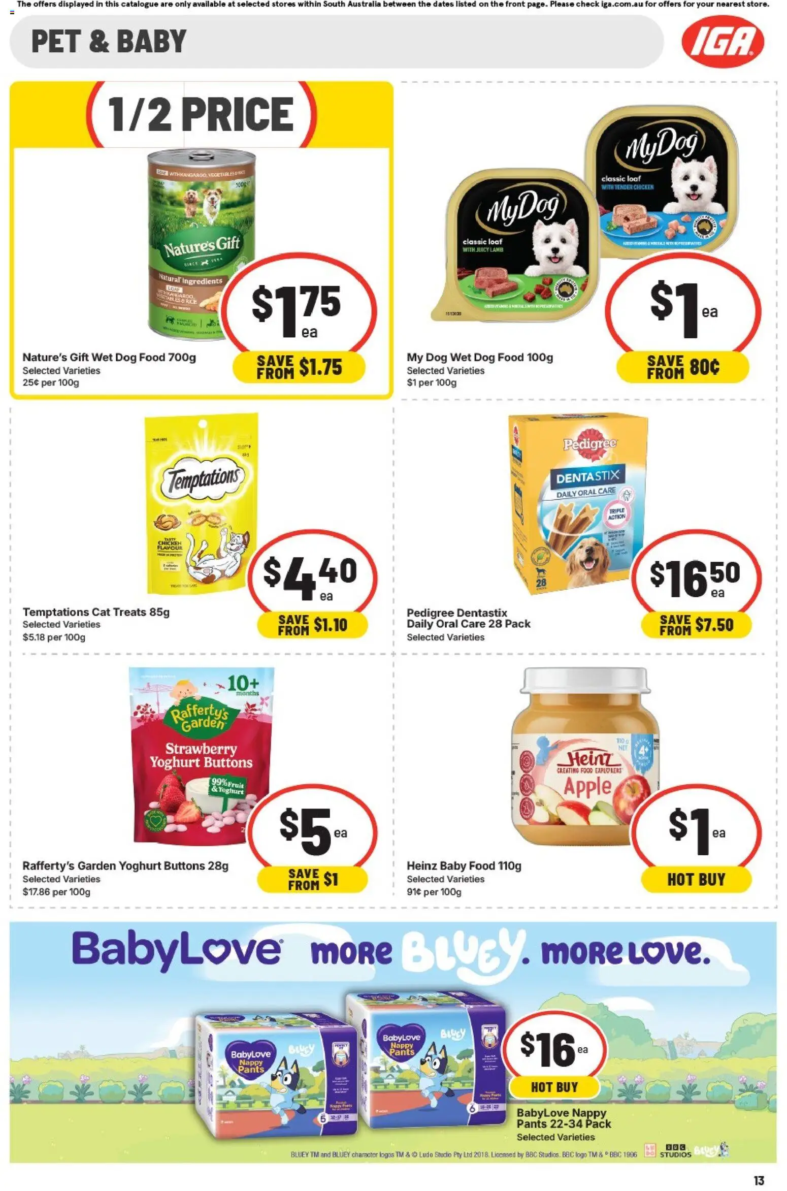 IGA catalogue - valid from 01/07/2026 | Page: 13 | Products: Yoghurt, Chicken, Dog food, Pants
