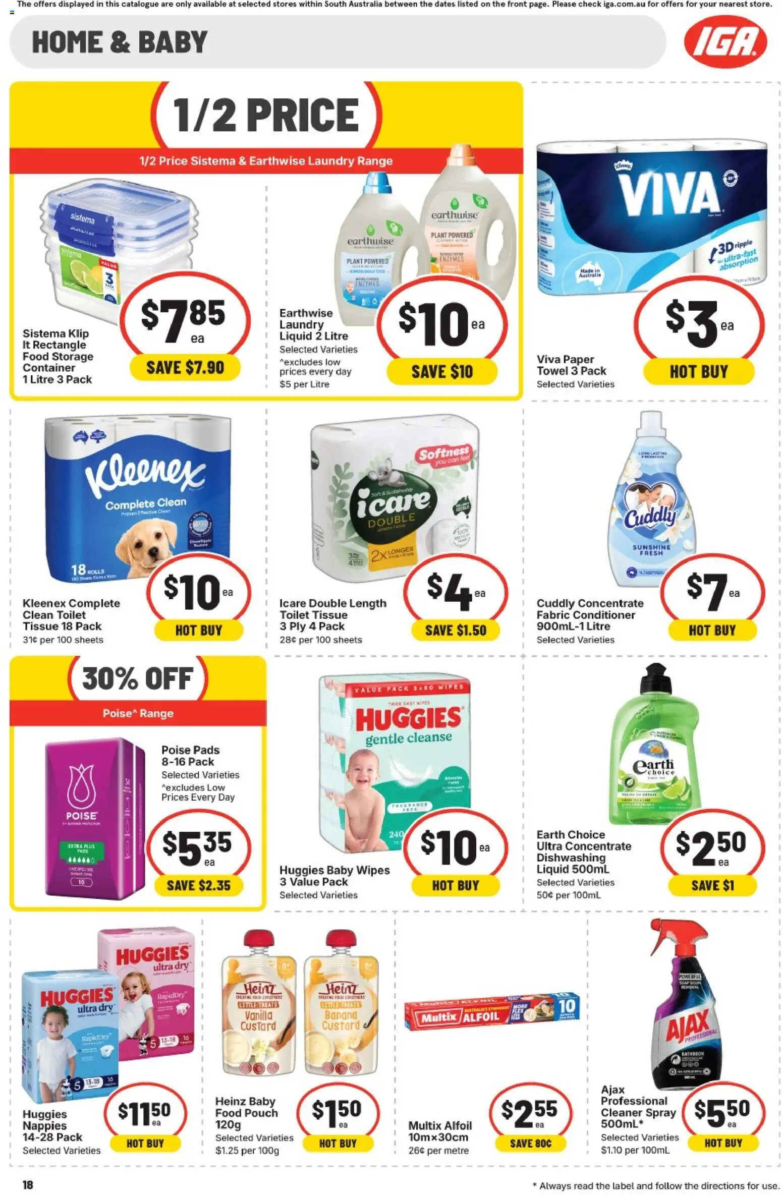 IGA catalogue - valid from 08/07/2026 | Page: 14 | Products: Cleaner, Conditioner, Nappies, Food storage