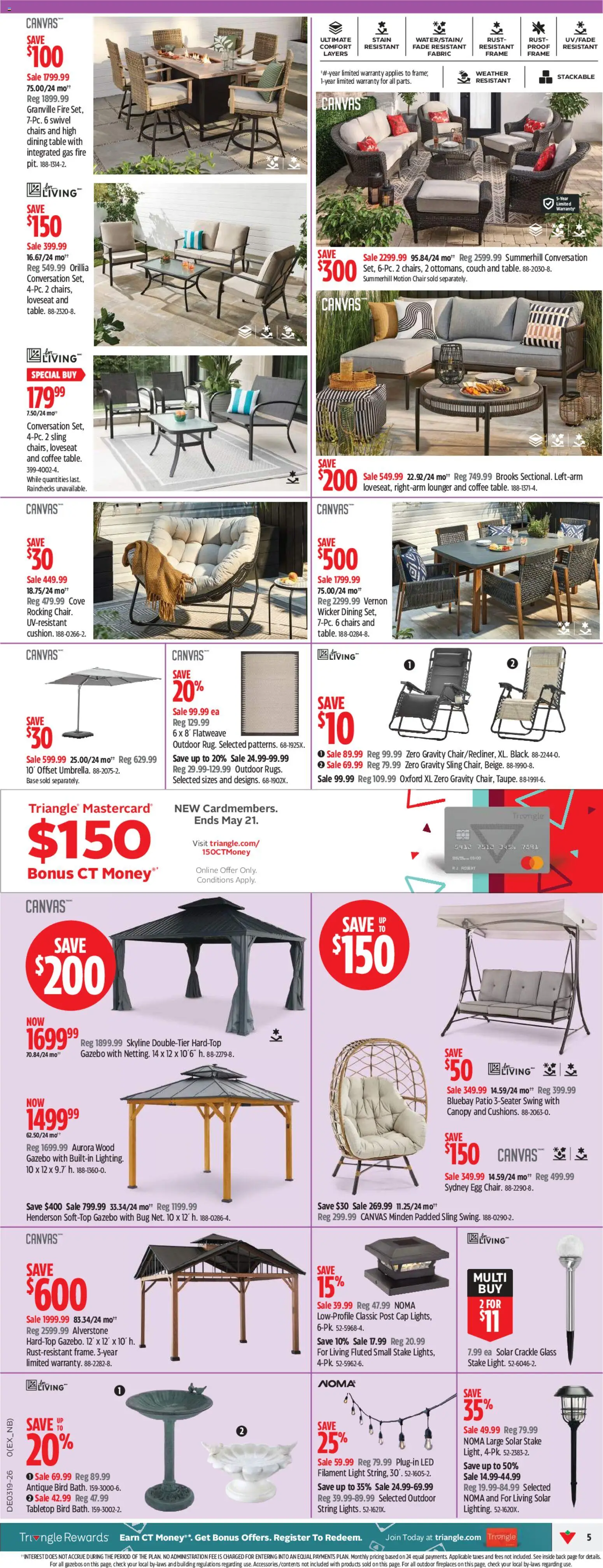 Canadian Tire flyer valid from 07.05.2026 | Page: 5 | Products: Cap, Couch, Table, Chair