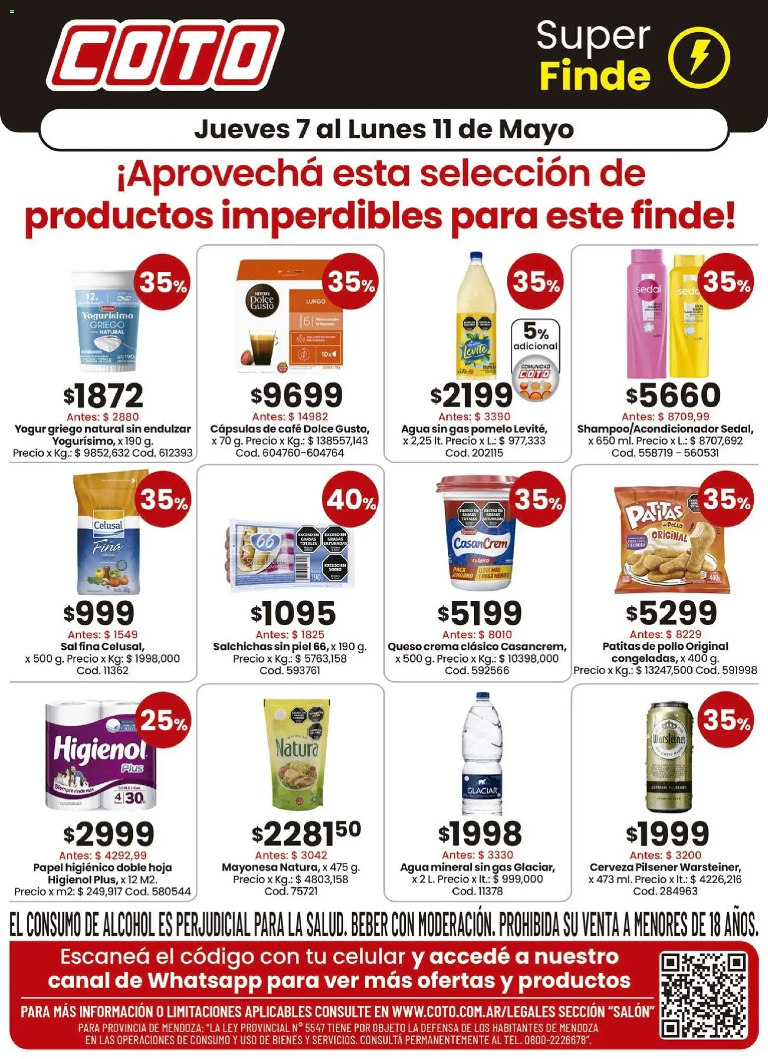 Coto - Salon C │ válido desde el 07.05.2026 | Página: 1 | Productos: Sal, Queso crema, Pomelo, Café