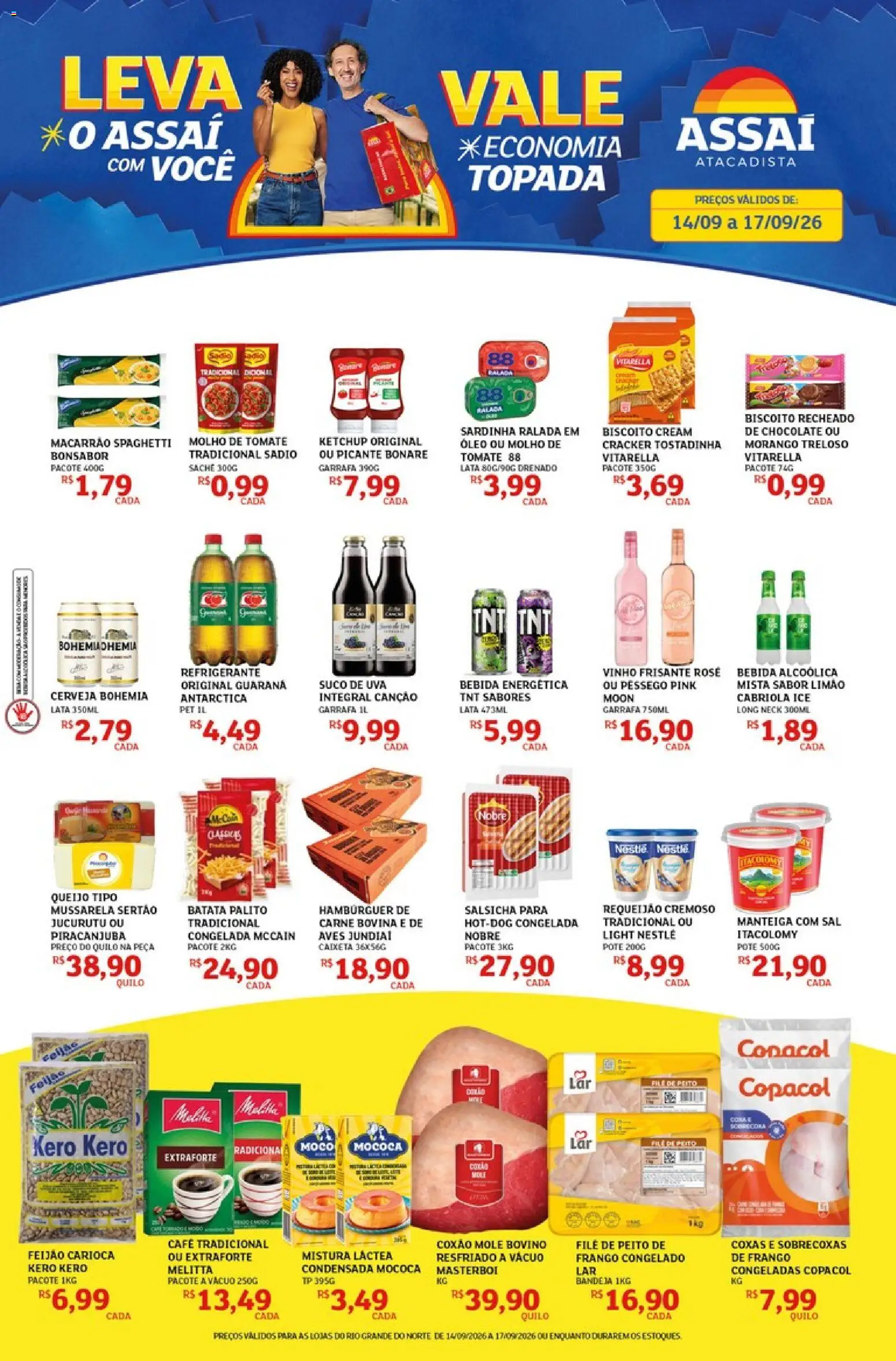 Assaí Atacadista Folheto - válido de 14/09/2026 | Página: 1 | Produtos: Feijão, Biscoito, Guaraná, Bandeja