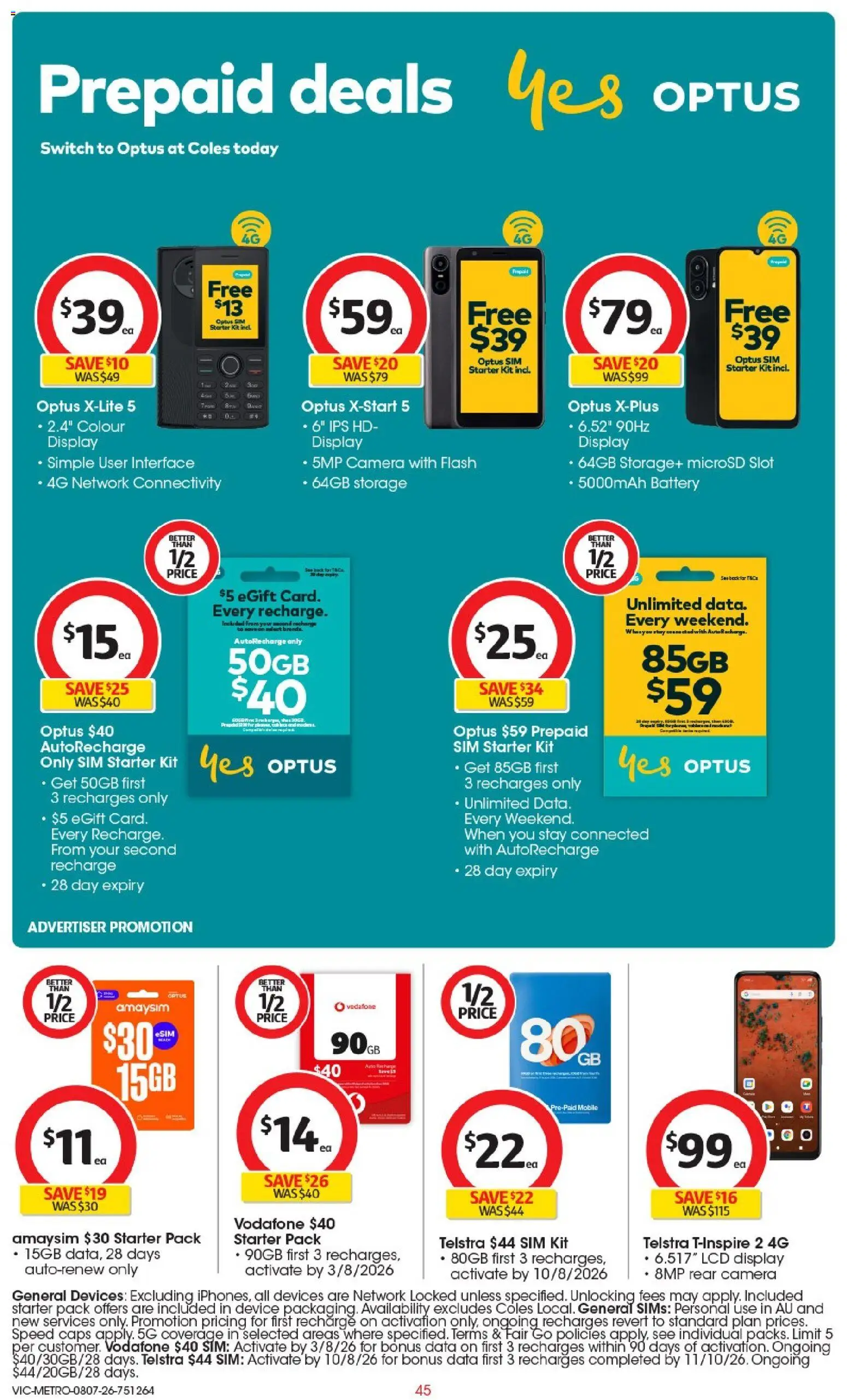 Coles catalogue - valid from 08/07/2026 | Page: 45 | Products: Battery, Device, Camera, Mobile