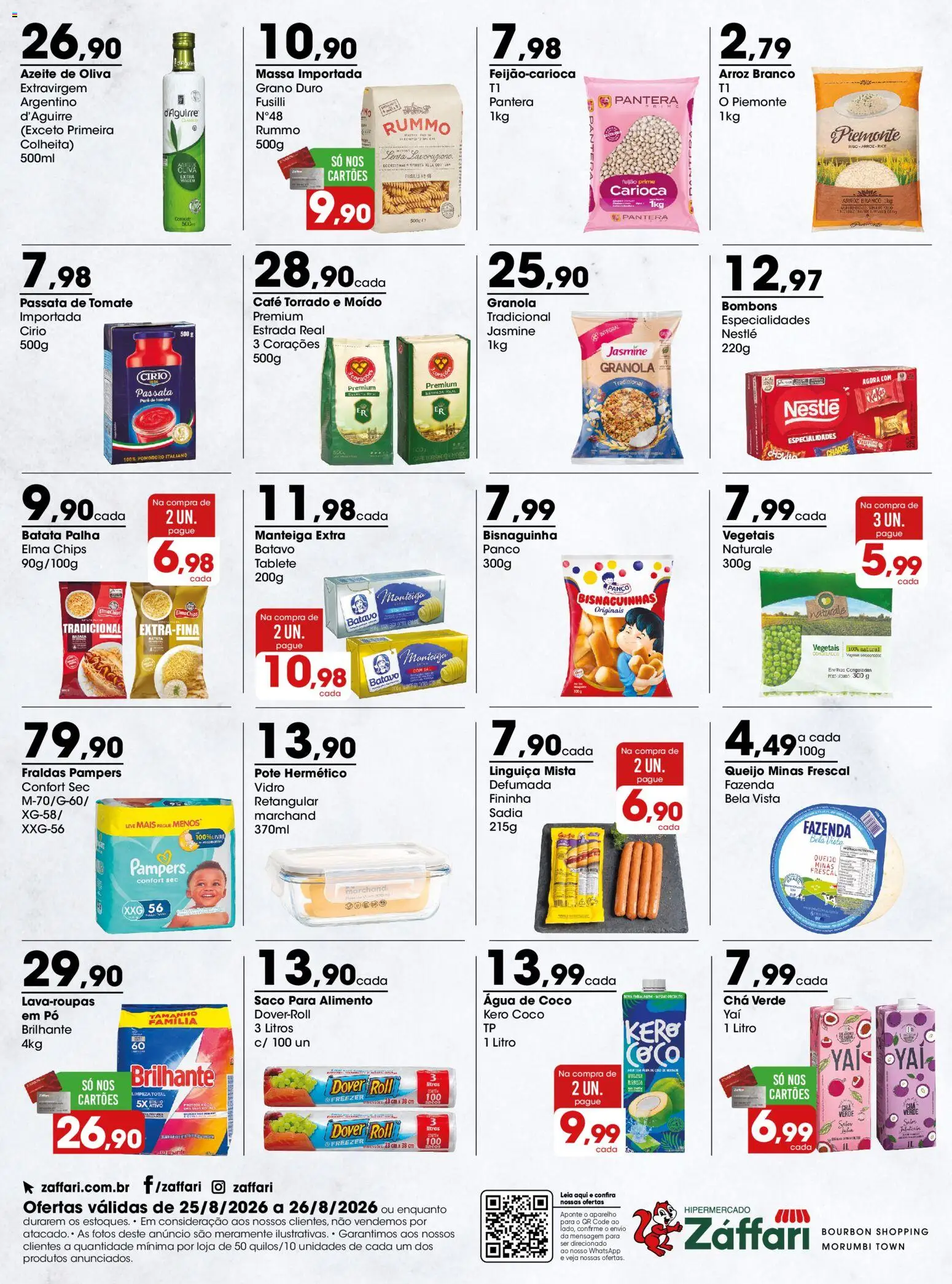 Zaffari Folheto - válido de 25/08/2026 | Página: 2 | Produtos: Elma Chips, Linguiça, Batata palha, Sal